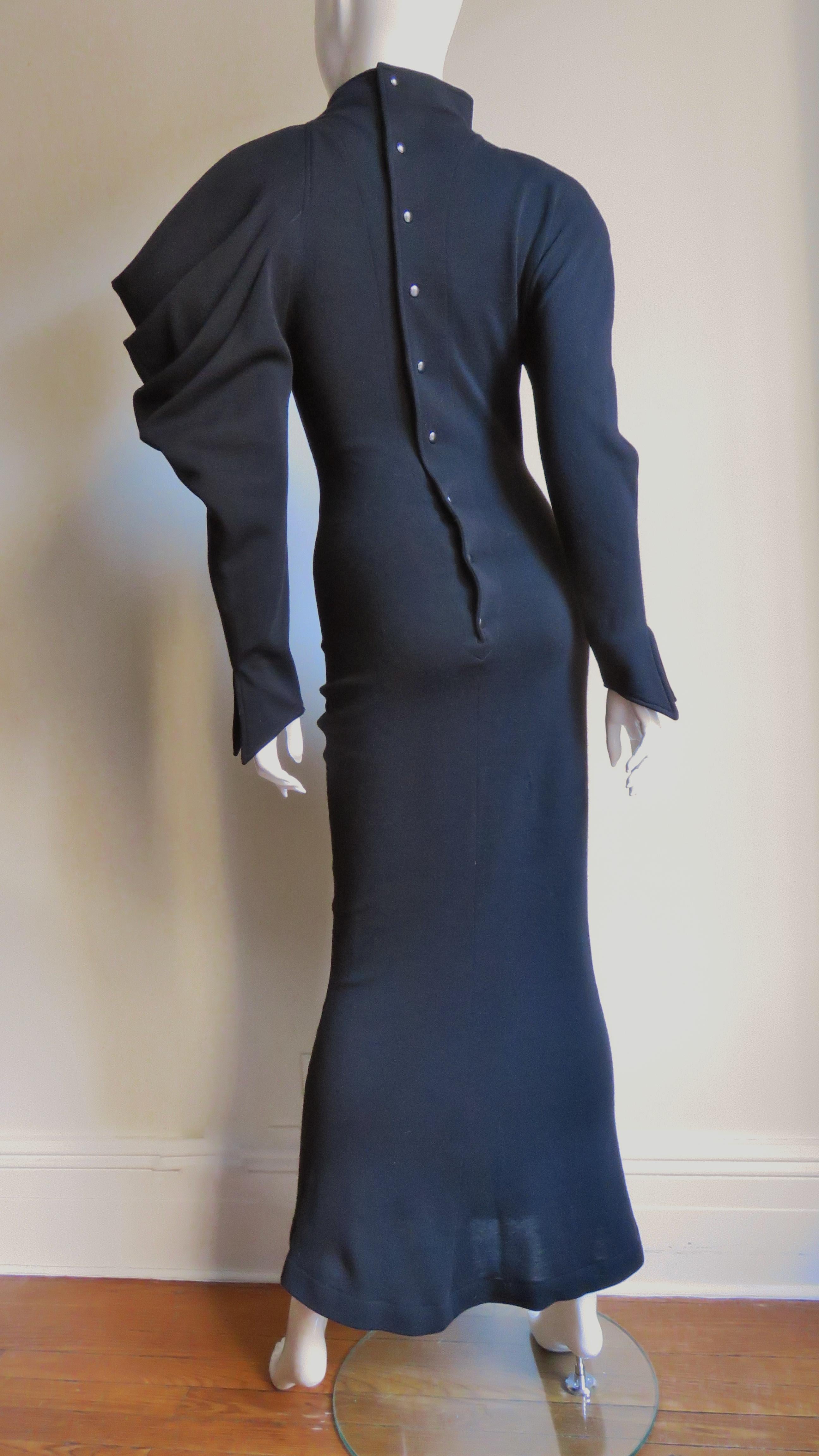  Claude Montana Asymmetric Sleeve Maxi Dress 4