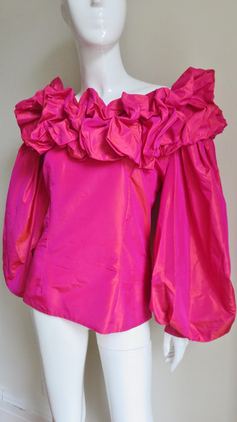 1970s Guy Laroche Silk Ruffle Blouse