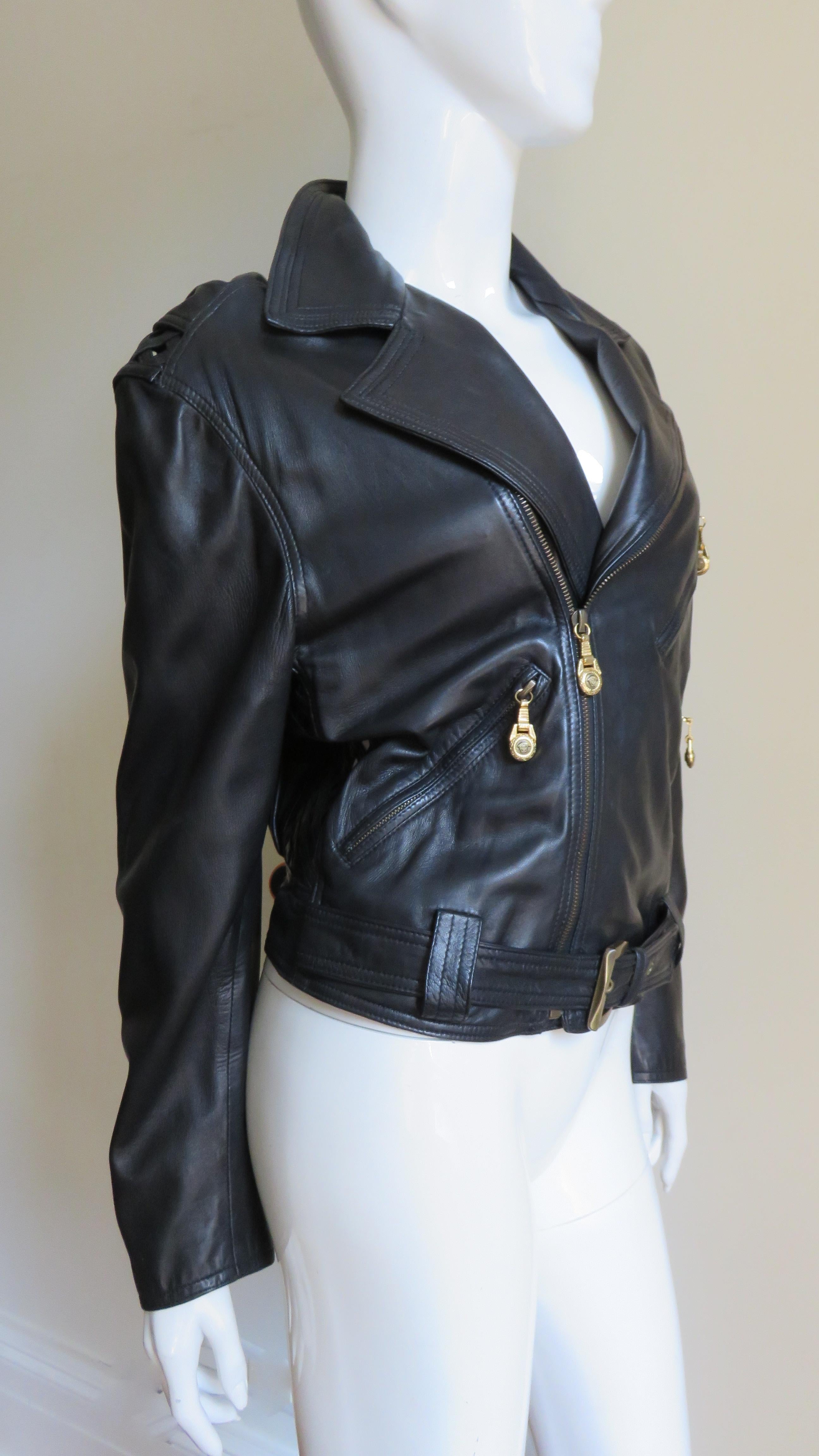 Gianni Versace Woven Leather Jacket 1990s 1