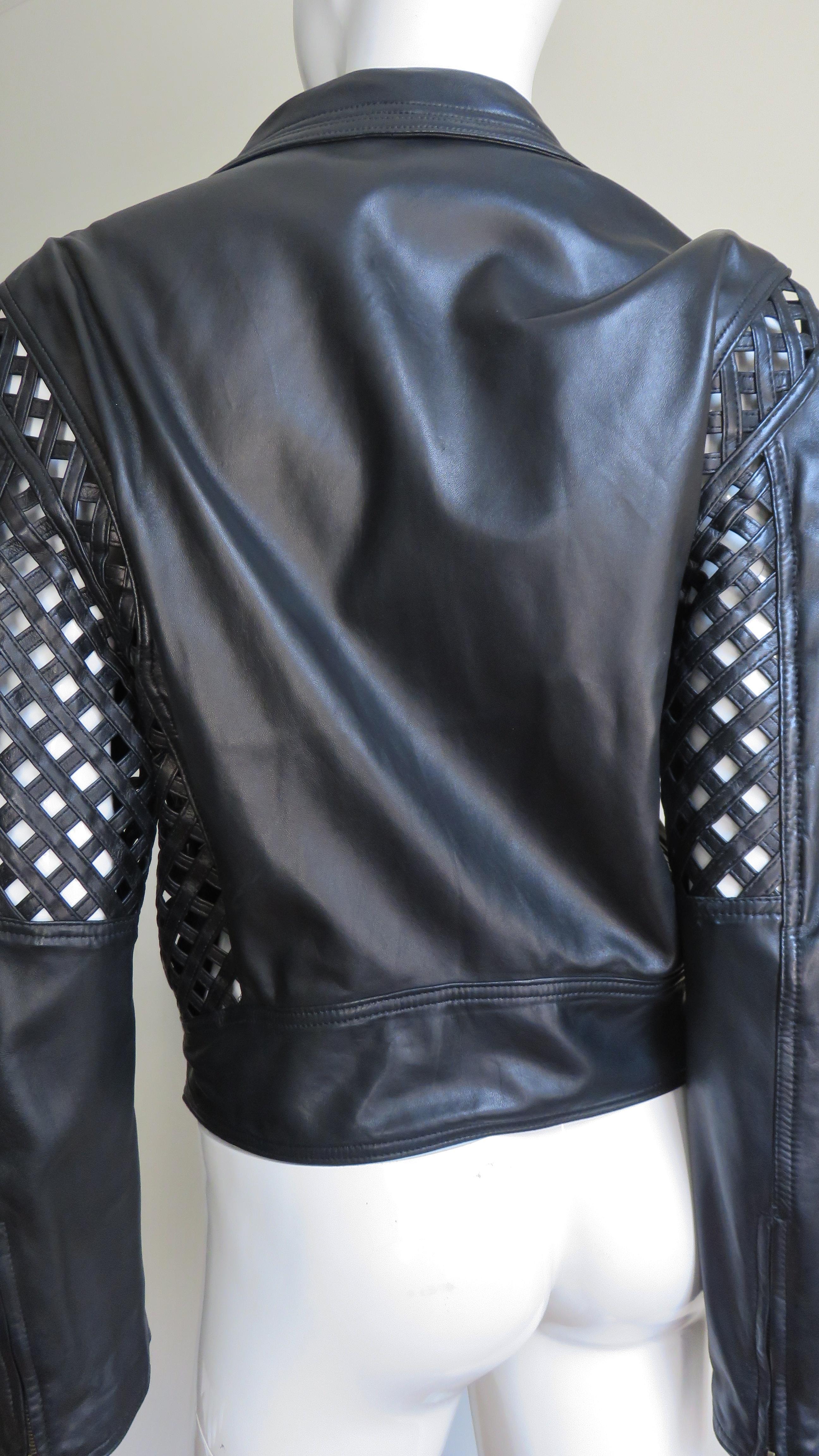 Gianni Versace Woven Leather Jacket 1990s 3
