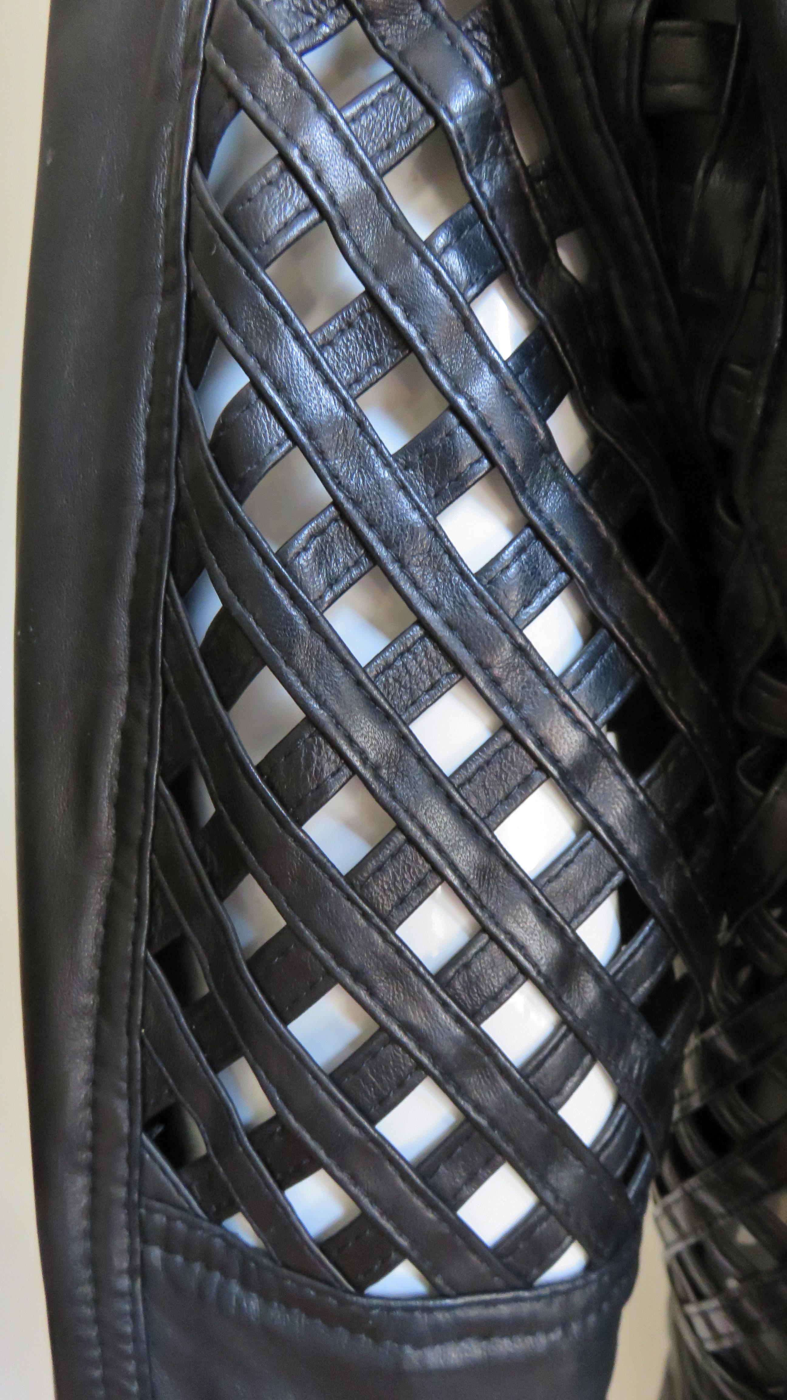 Gianni Versace Woven Leather Jacket 1990s 4