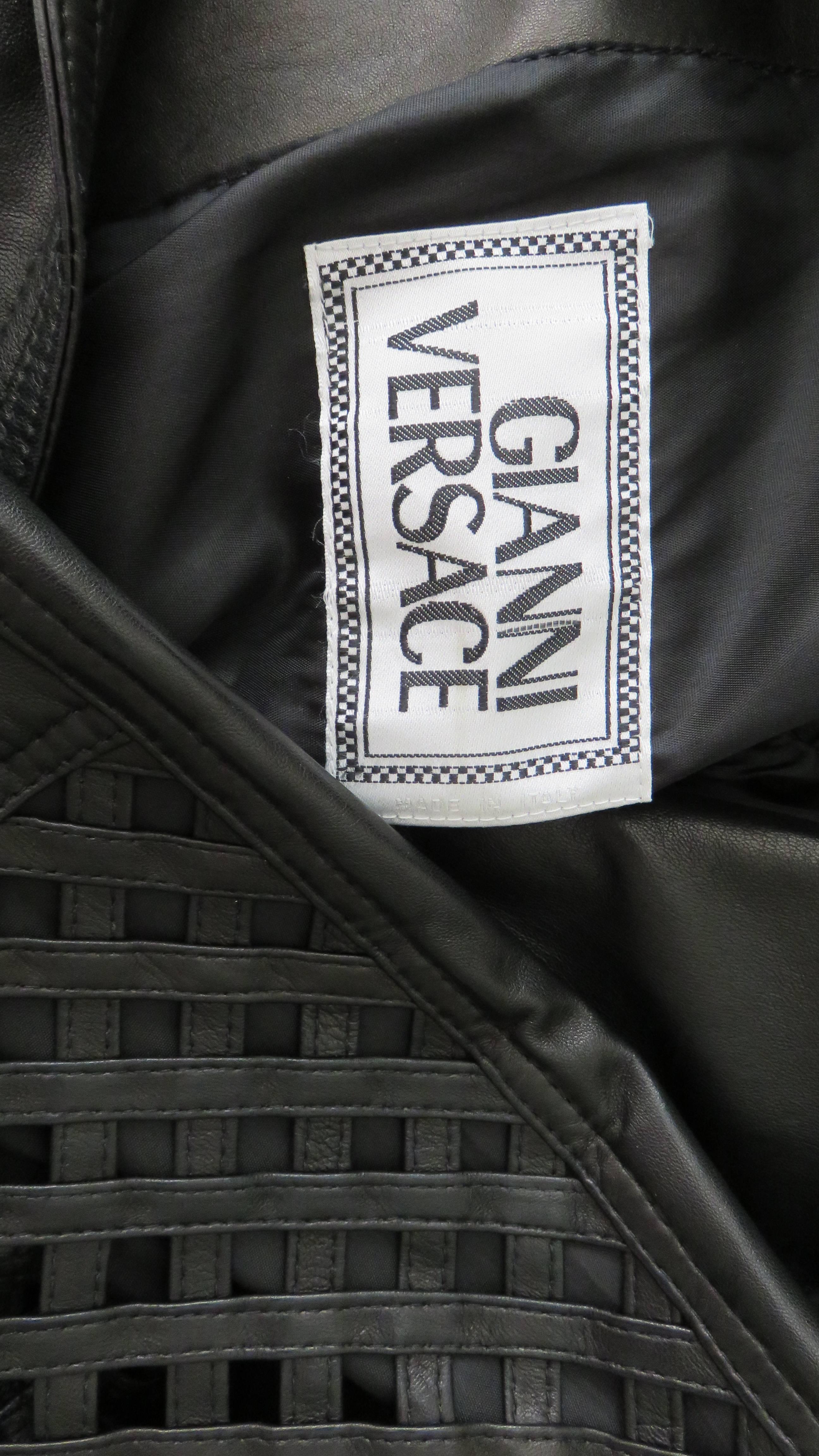 Gianni Versace Woven Leather Jacket 1990s 6