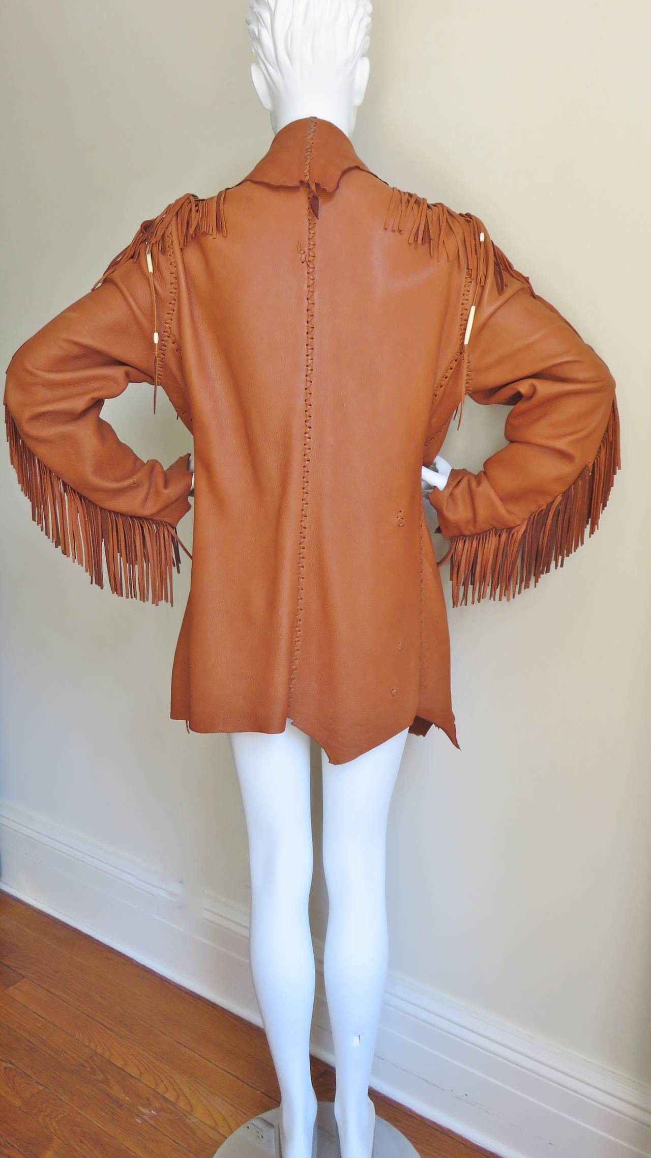 Mahopa Fringe Leather Jacket 1970s For Sale 7
