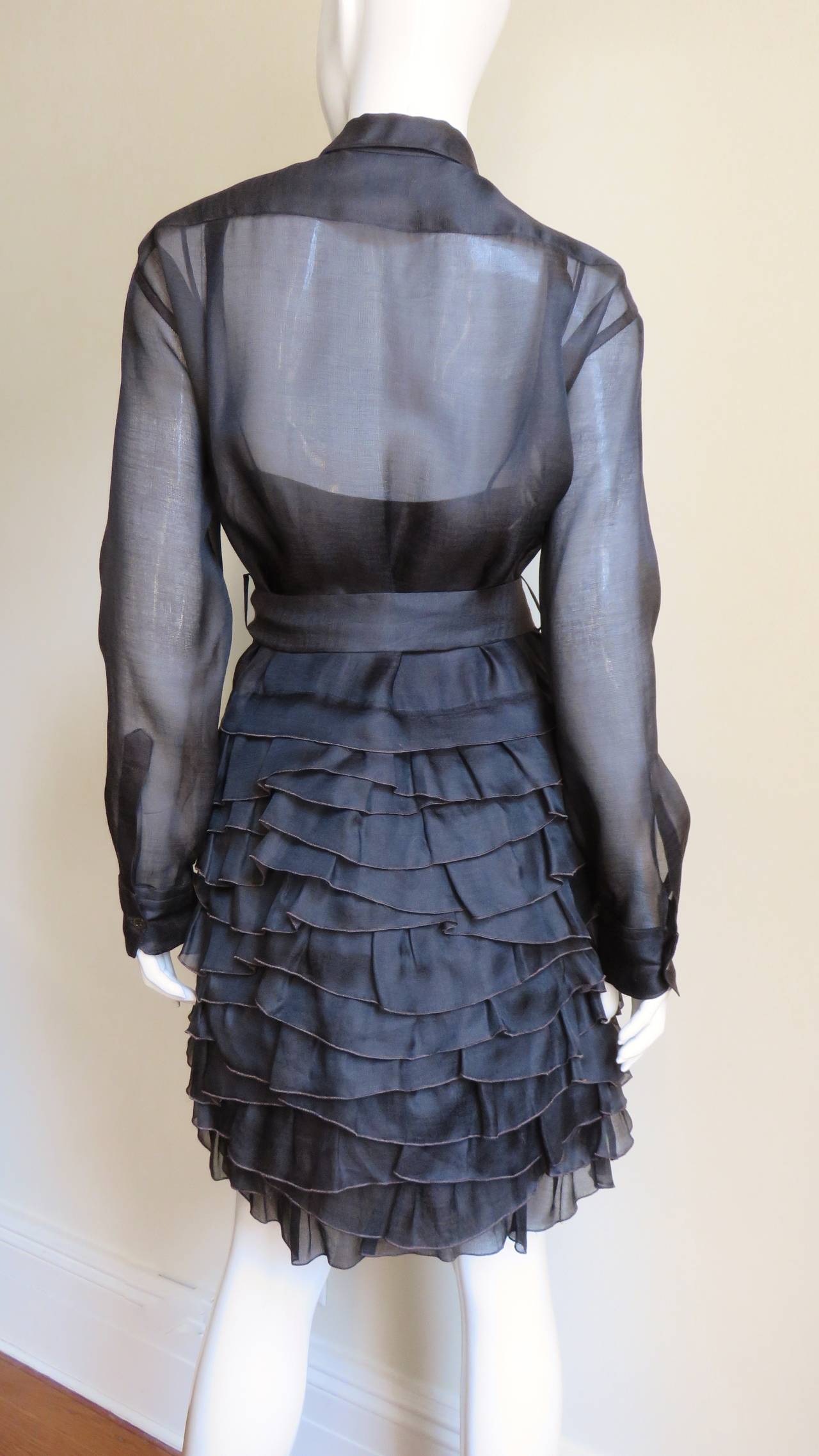  Moschino Brown Silk Ruffle Skirt Dress 4