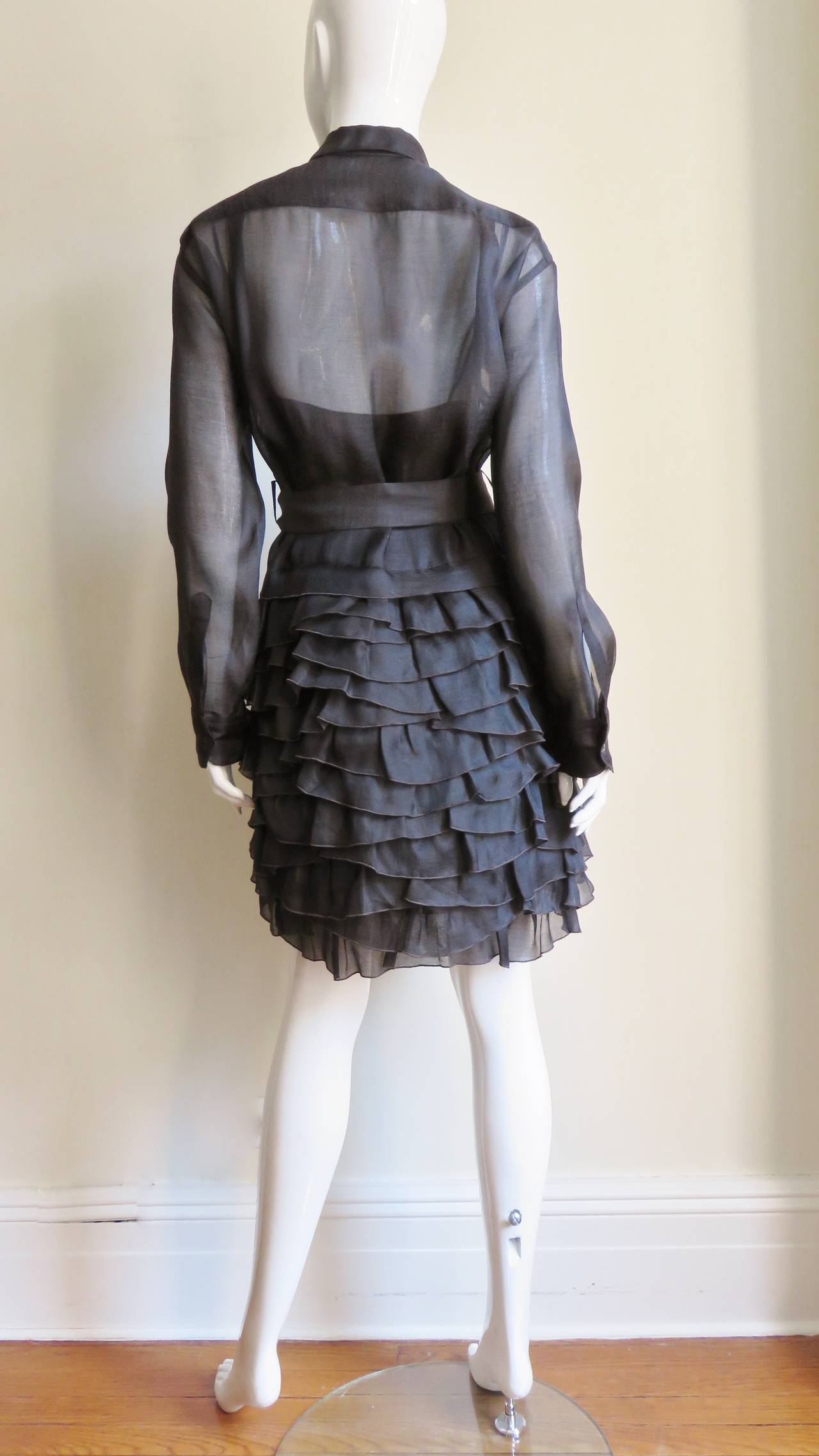 Moschino Brown Silk Ruffle Skirt Dress 7