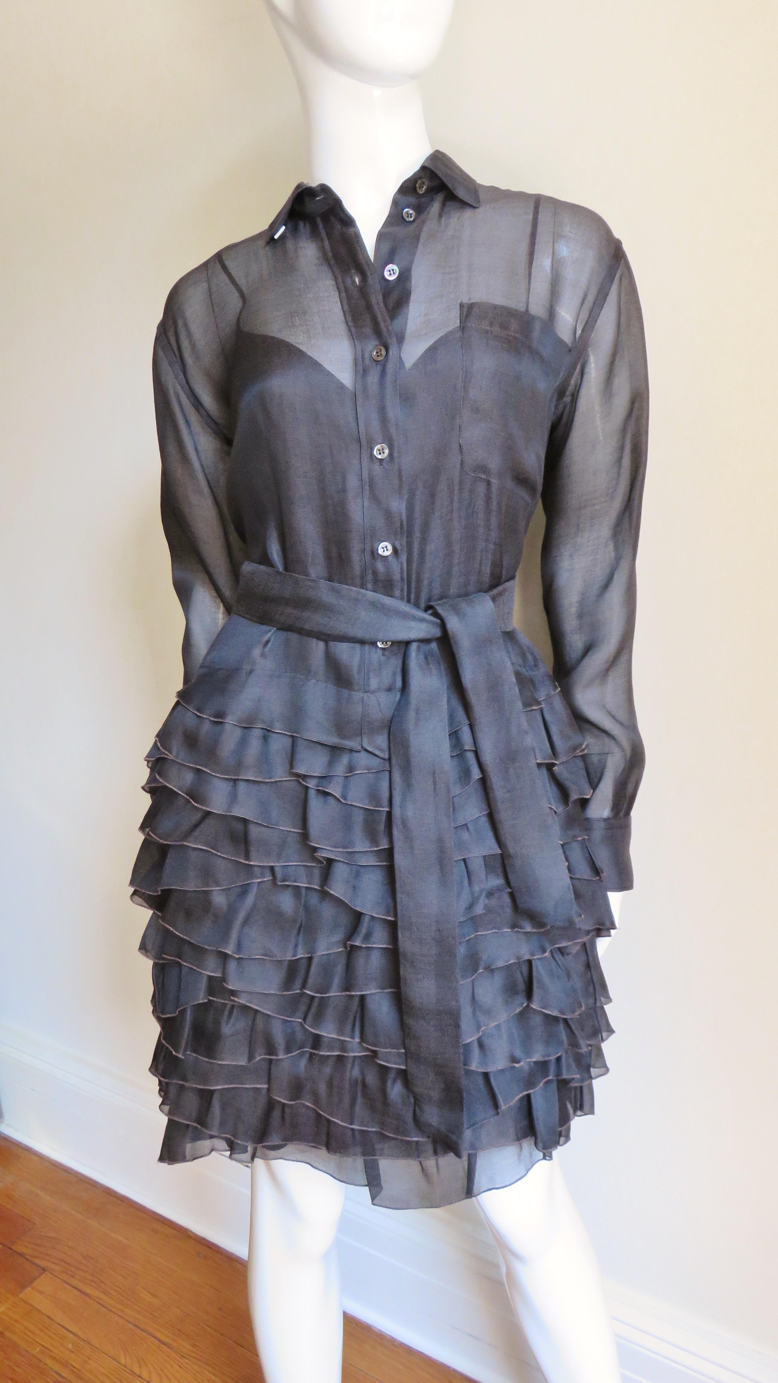  Moschino Brown Silk Ruffle Skirt Dress 2