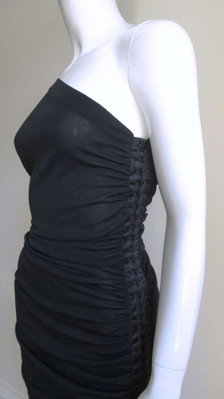 Dolce & Gabbana Silk One Sleeve Lace up Dress In Excellent Condition For Sale In Water Mill, NY