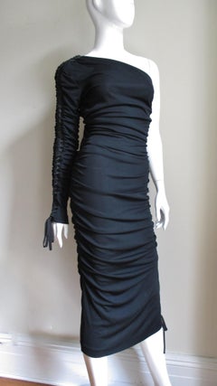 Dolce & Gabbana Silk One Sleeve Lace up Dress