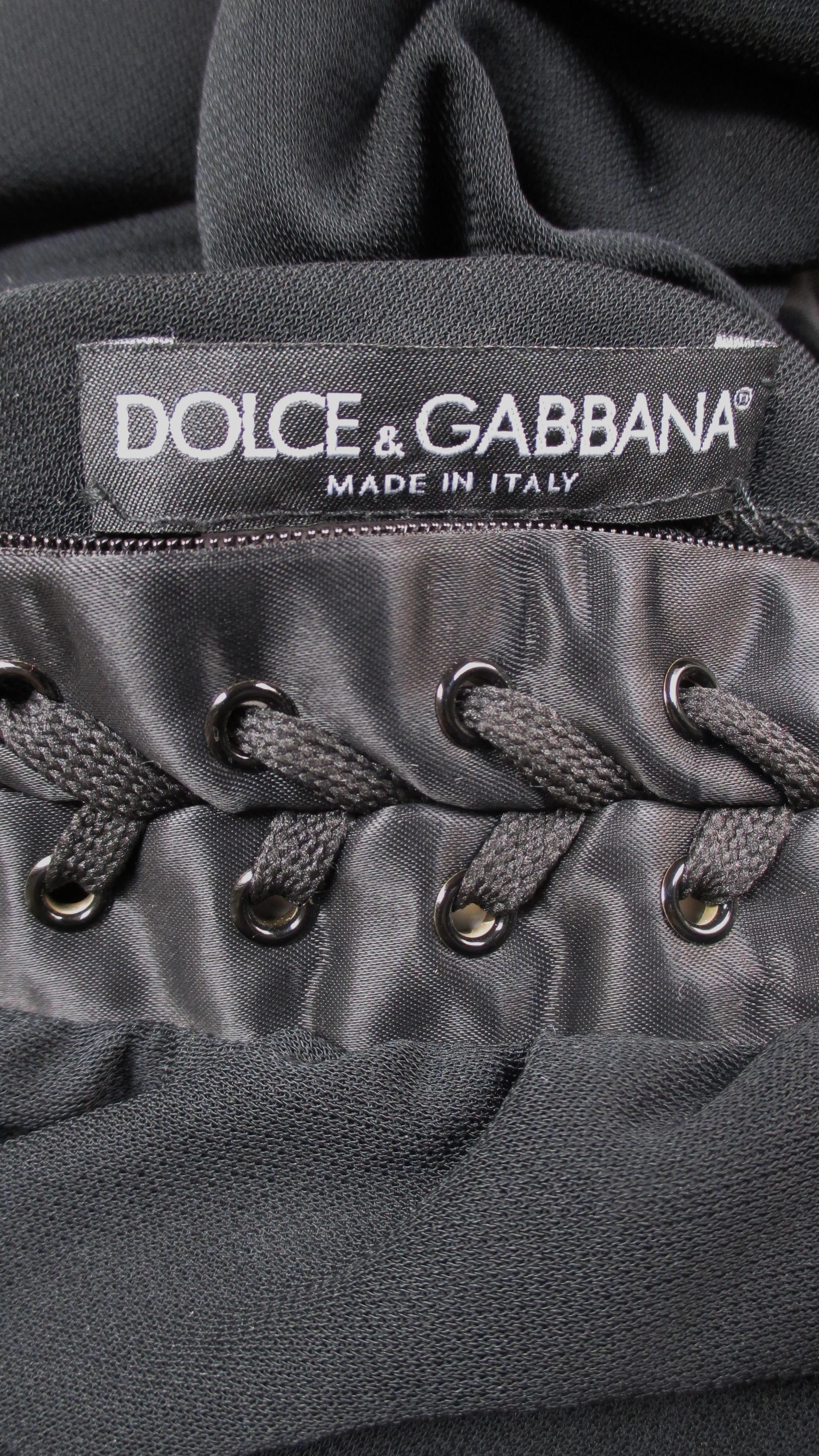 Dolce & Gabbana Silk One Sleeve Lace up Dress For Sale 8