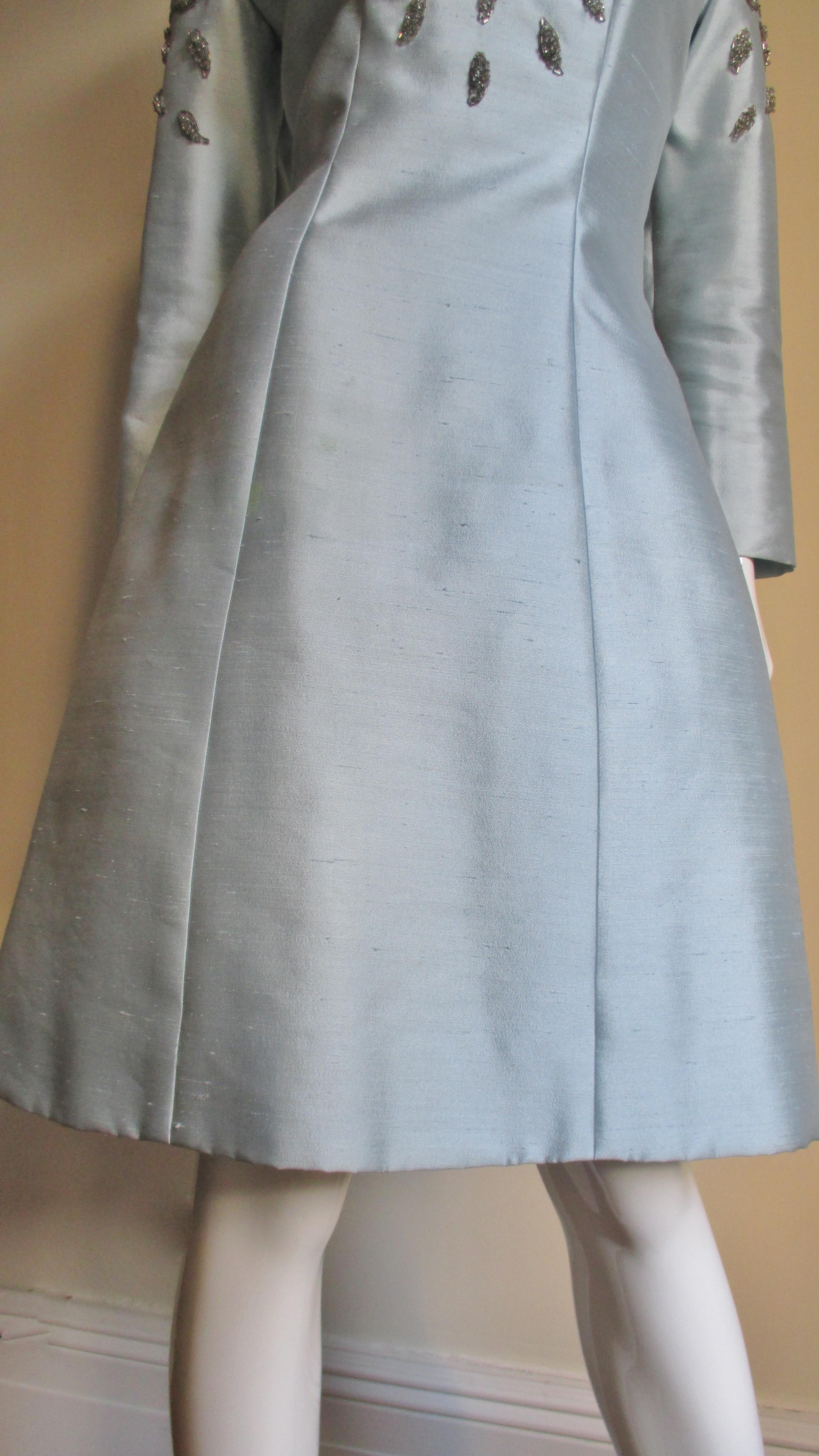 1960's Bernetti Beaded Cutout Silk Dress 1