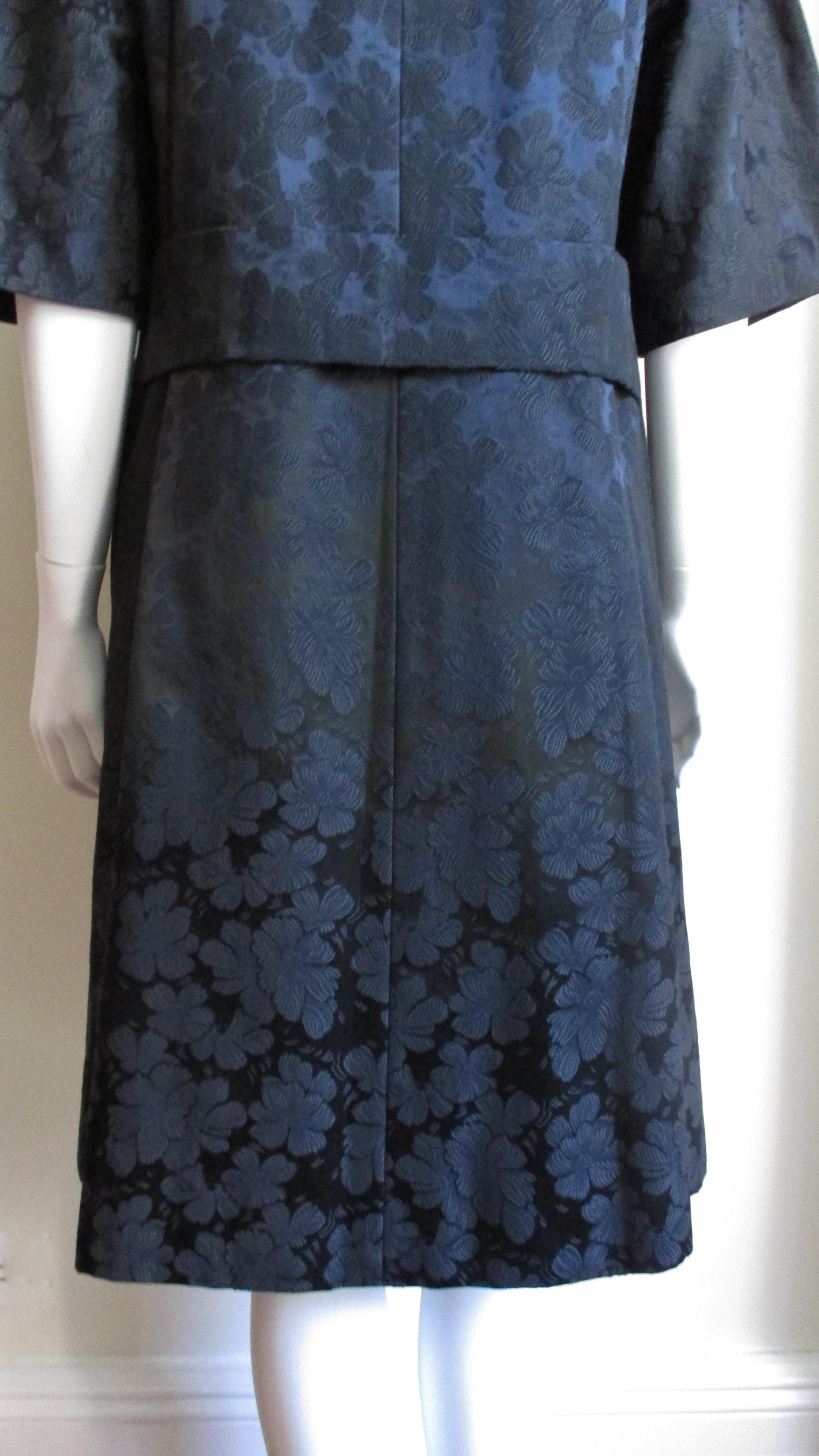 Lillie Rubin New 1950s Silk Damask Dress and Mink Collar Coat Set For Sale 5