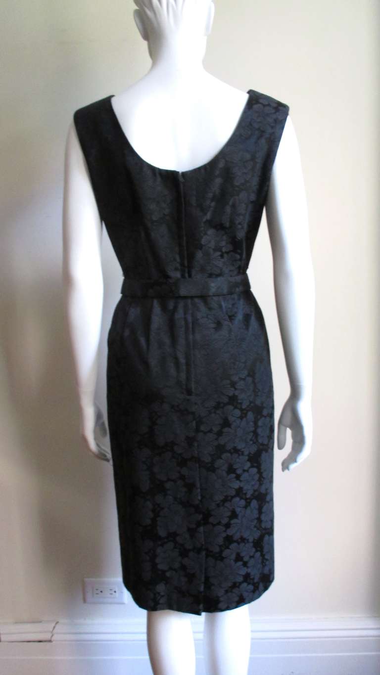 Lillie Rubin New 1950s Silk Damask Dress and Mink Collar Coat Set For Sale 6