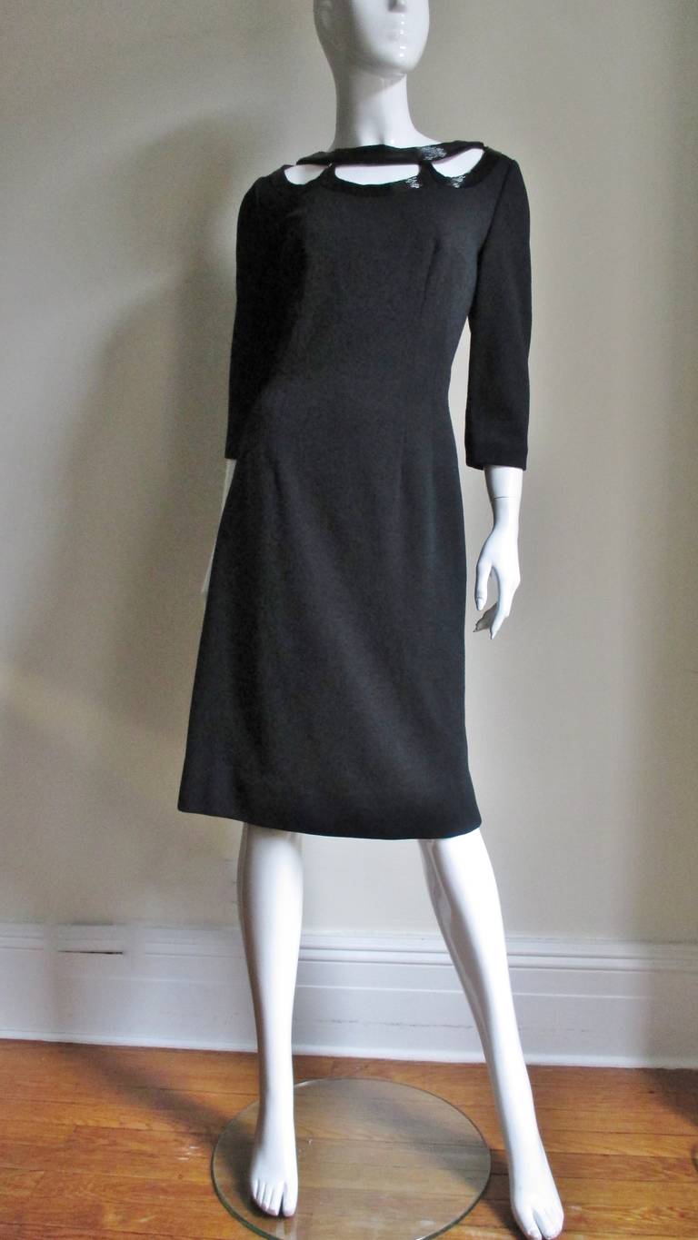  Miss Ruth 1960s Dress with Beaded Cut outs In Good Condition For Sale In Water Mill, NY