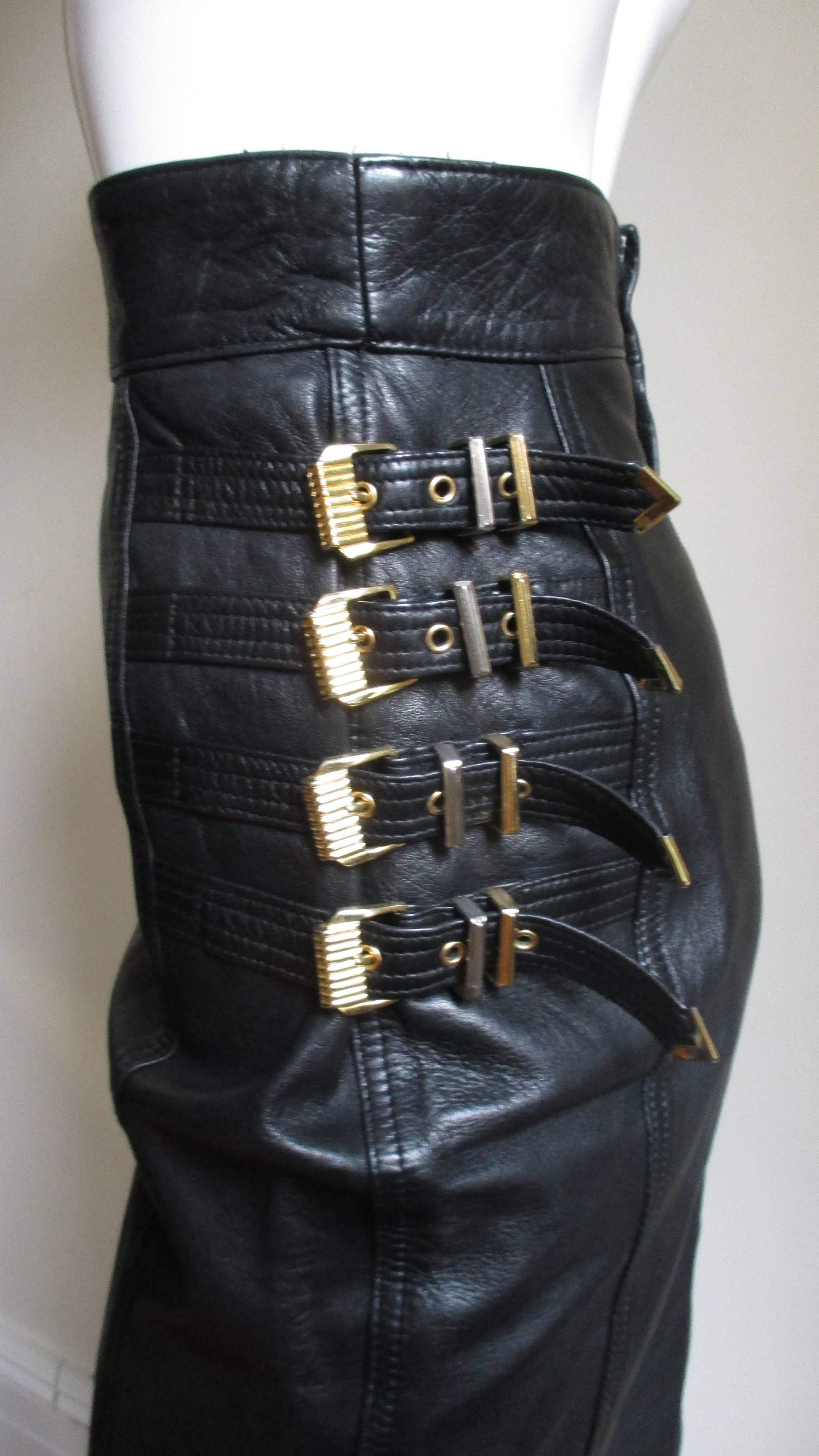Gianni Versace Leather Buckle Skirt FW 1994 2