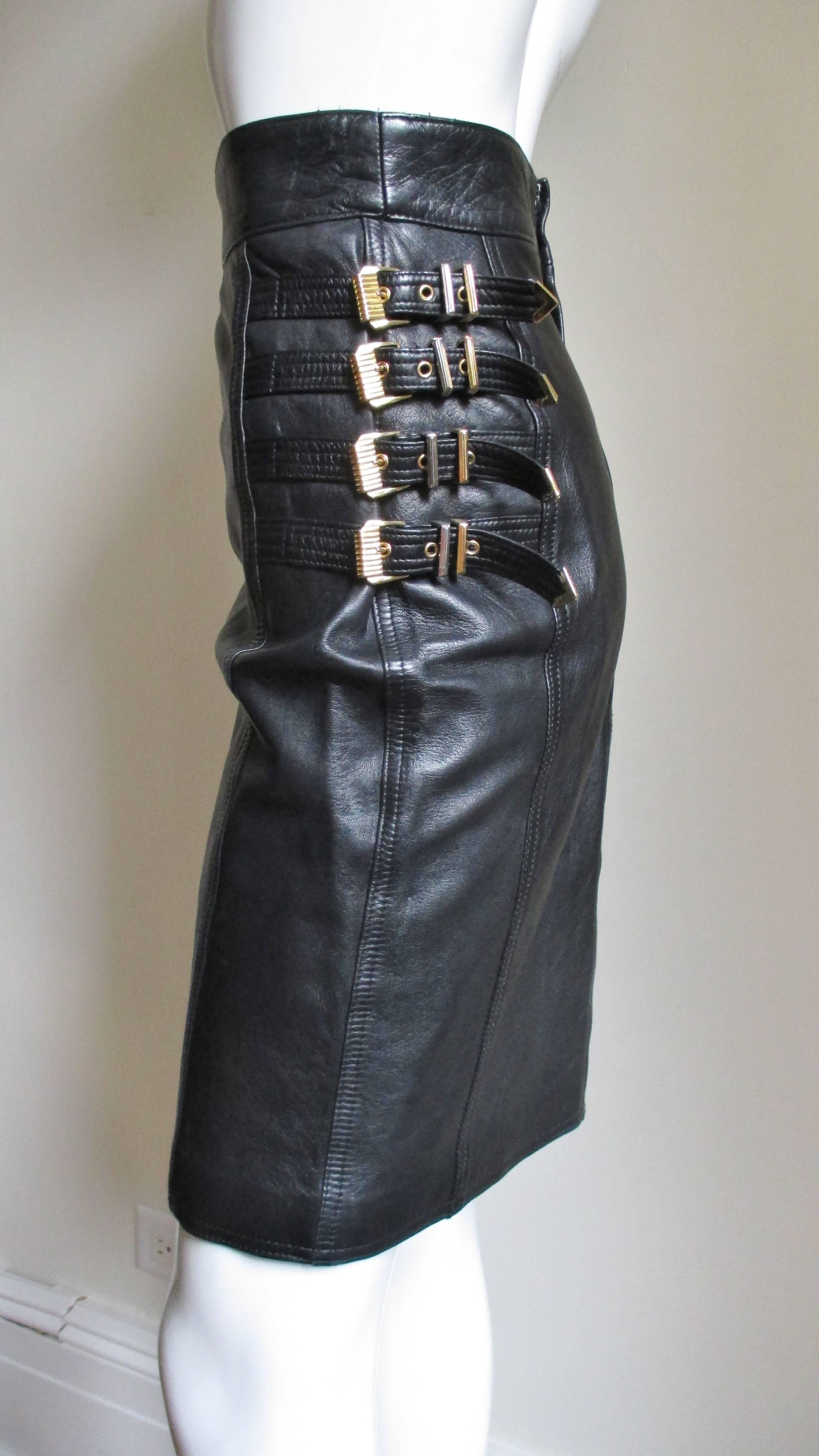 Gianni Versace Leather Buckle Skirt FW 1994 1