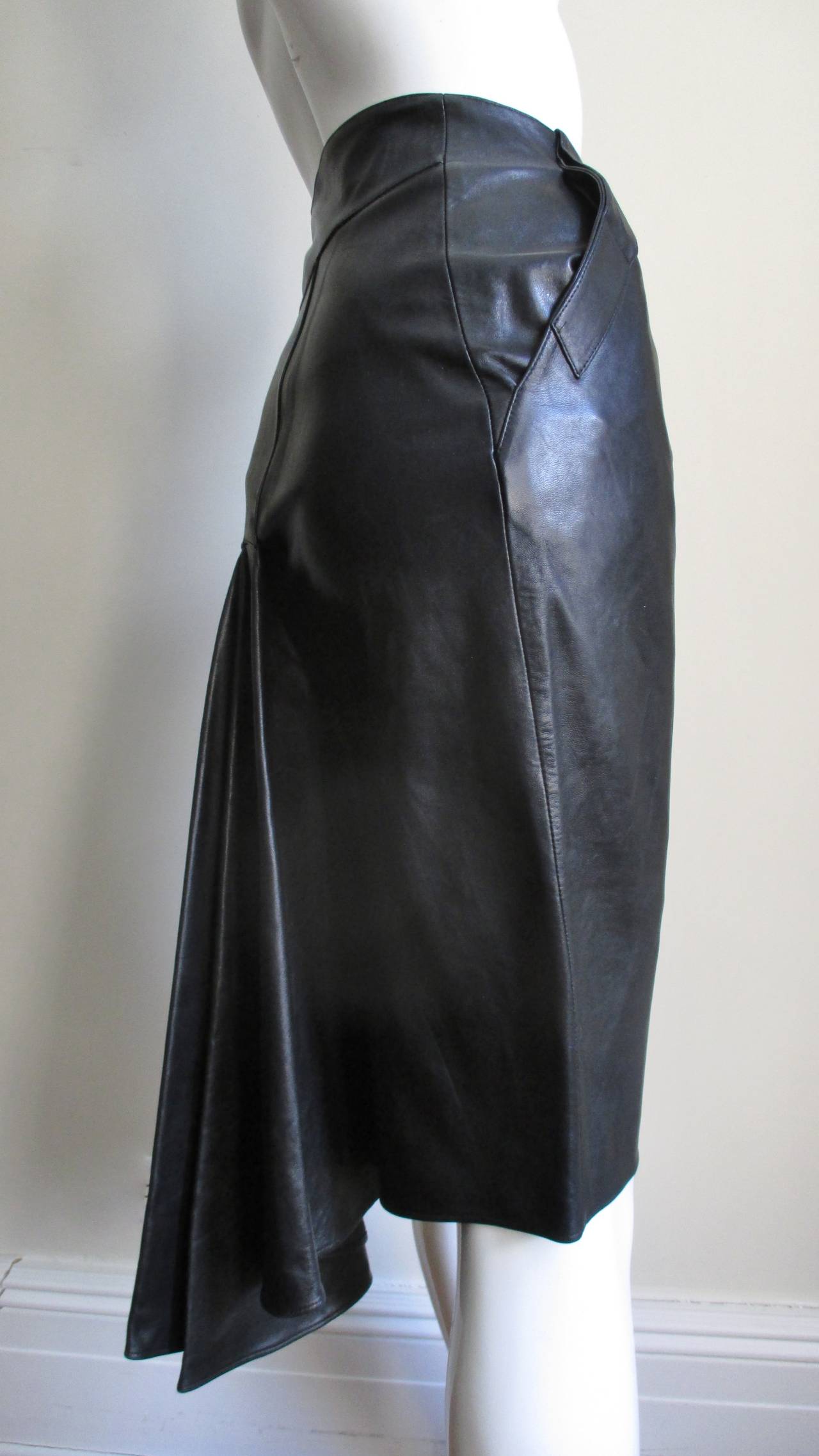 Claude Montana Drape Back Leather Skirt 3