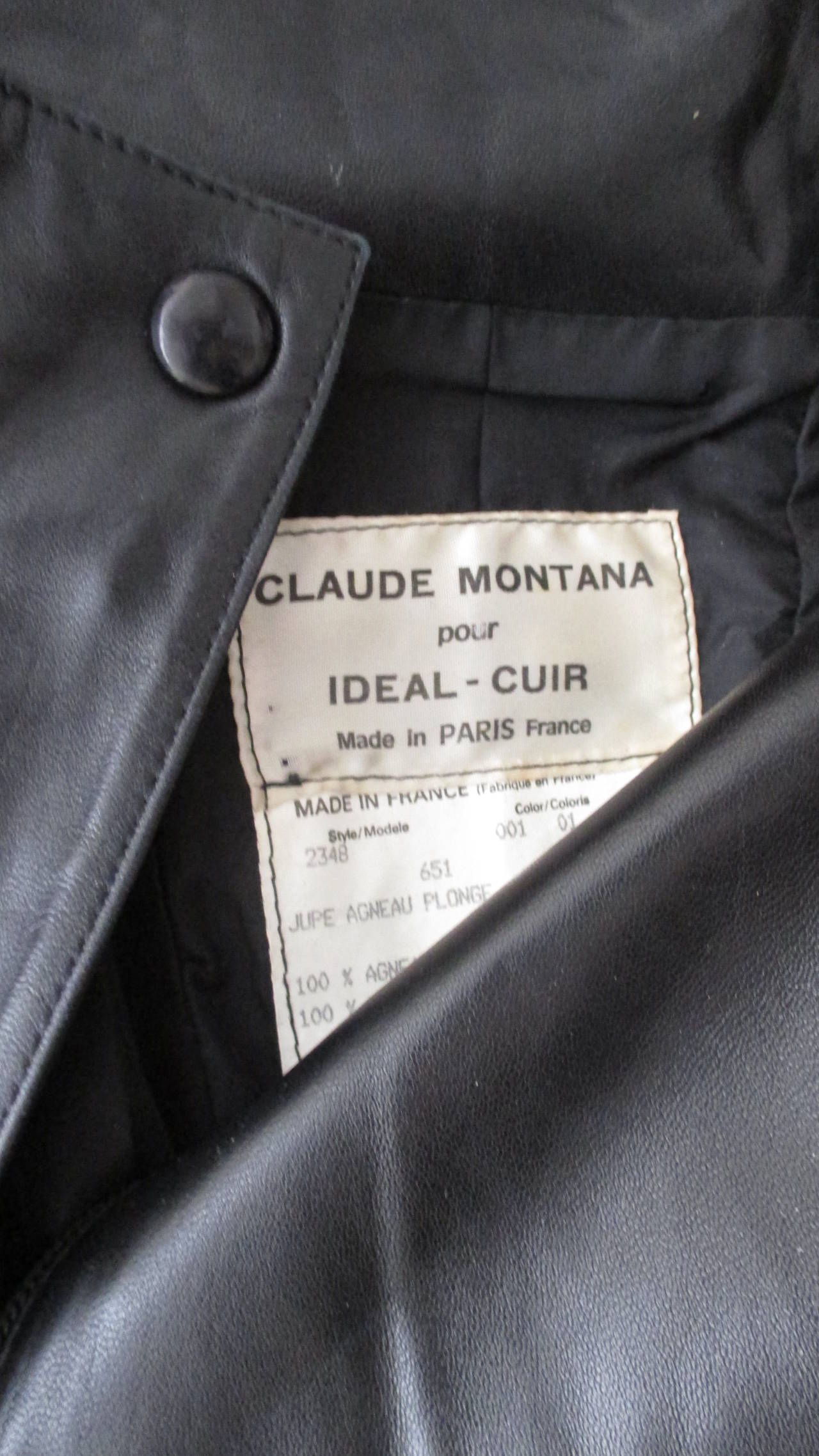 Claude Montana Drape Back Leather Skirt 6