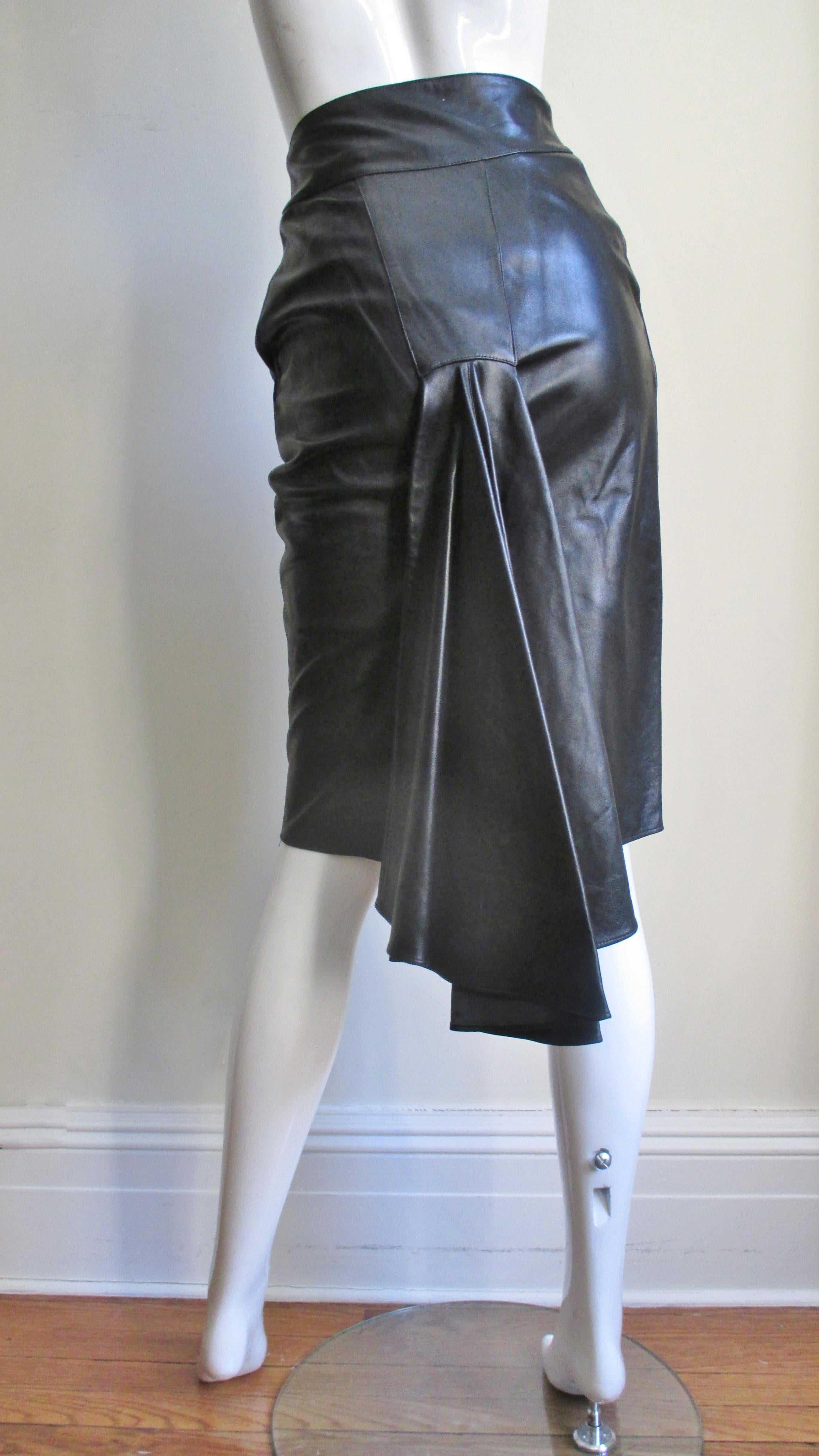 Claude Montana Drape Back Leather Skirt 5