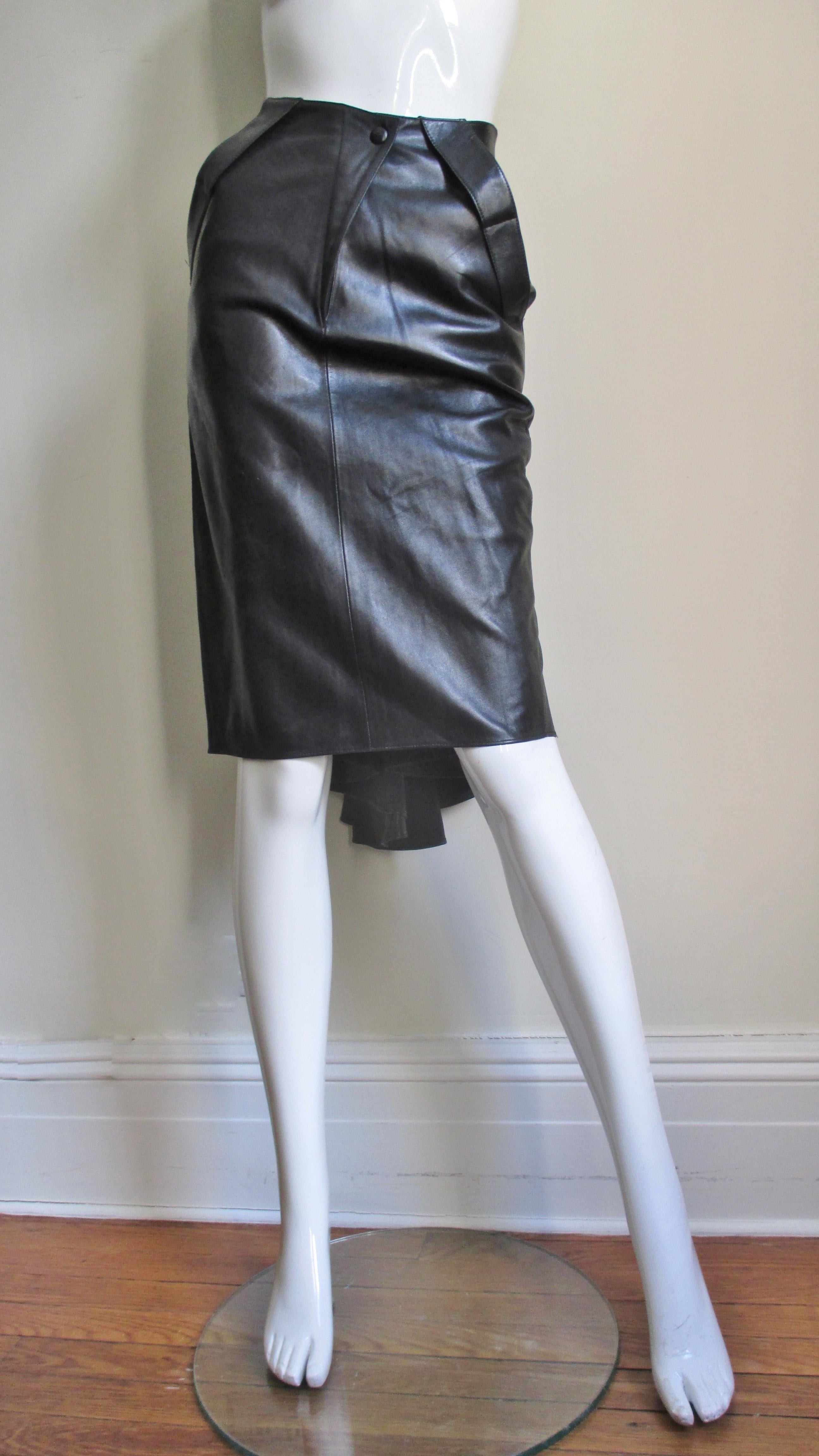 Claude Montana Drape Back Leather Skirt 1