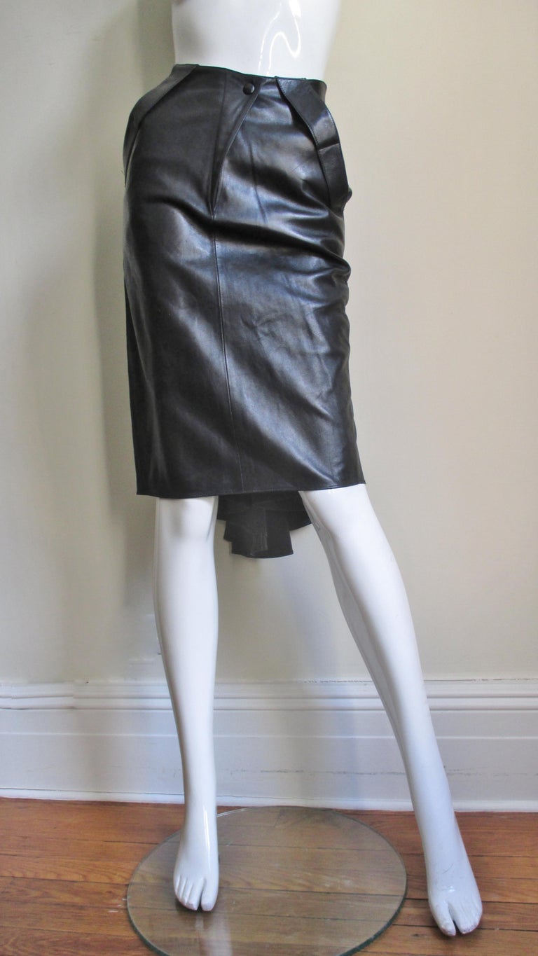 Claude Montana Drape Back Leather Skirt at 1stDibs