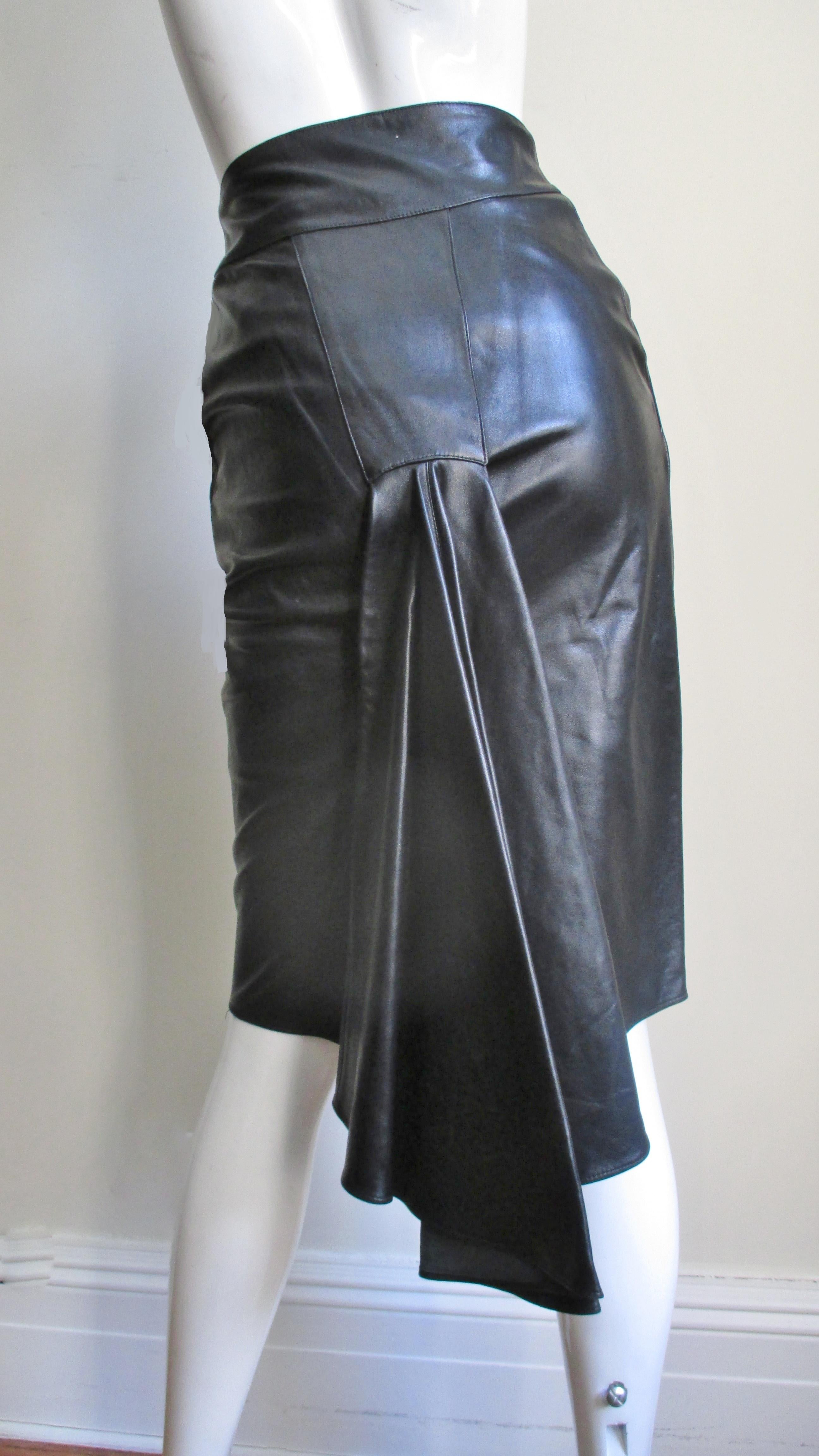 Claude Montana Drape Back Leather Skirt 2