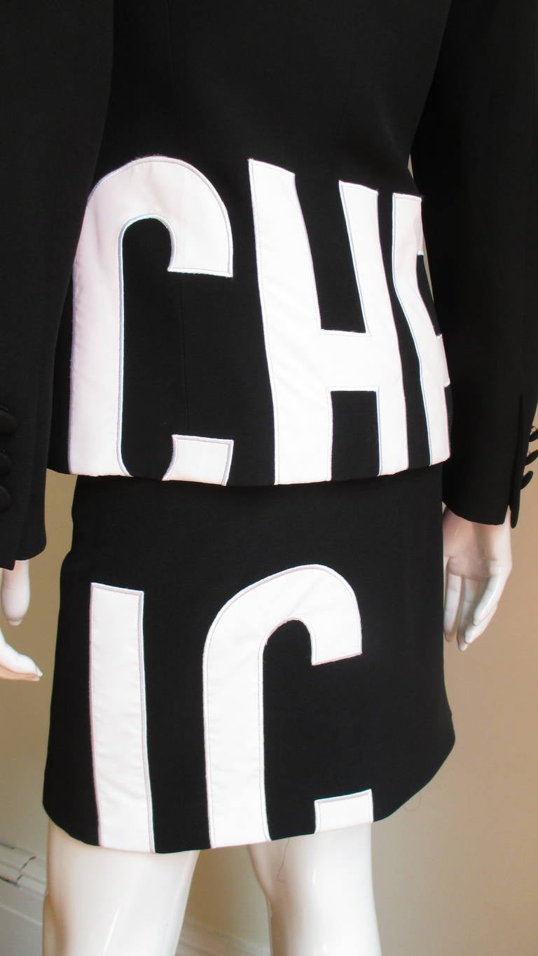  Moschino Letter Applique Skirt Suit For Sale 3