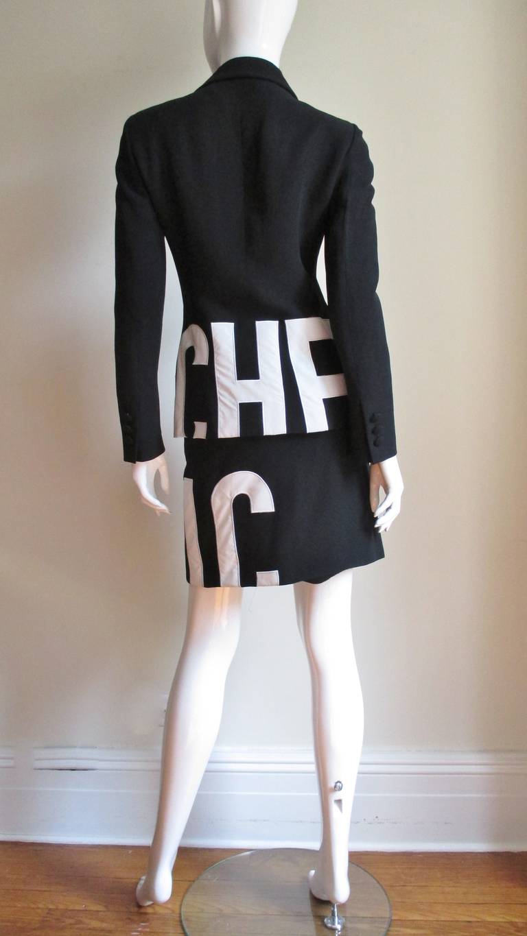  Moschino Letter Applique Skirt Suit For Sale 4