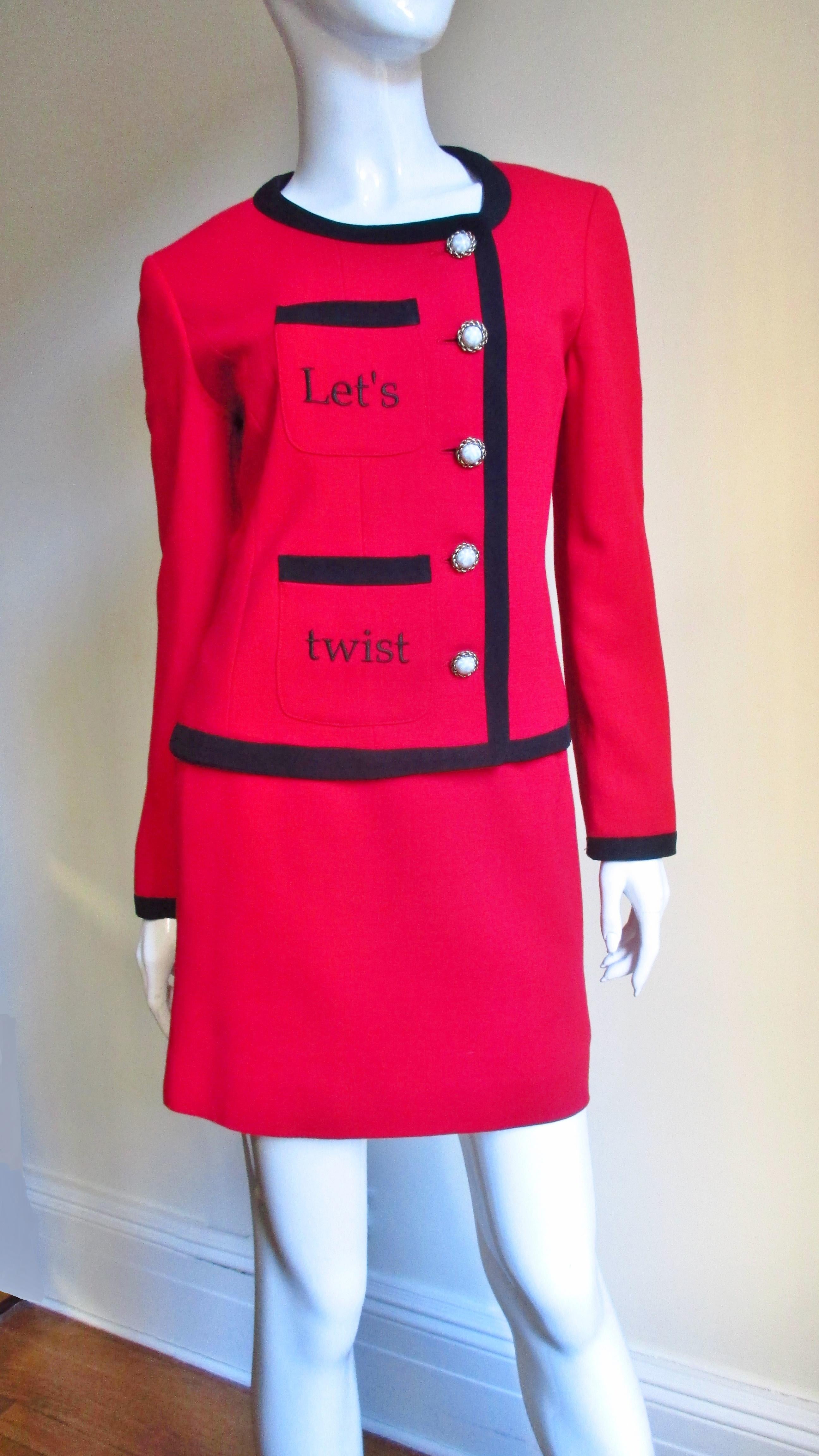 Women's Moschino Color Block Skirt Suit For Sale