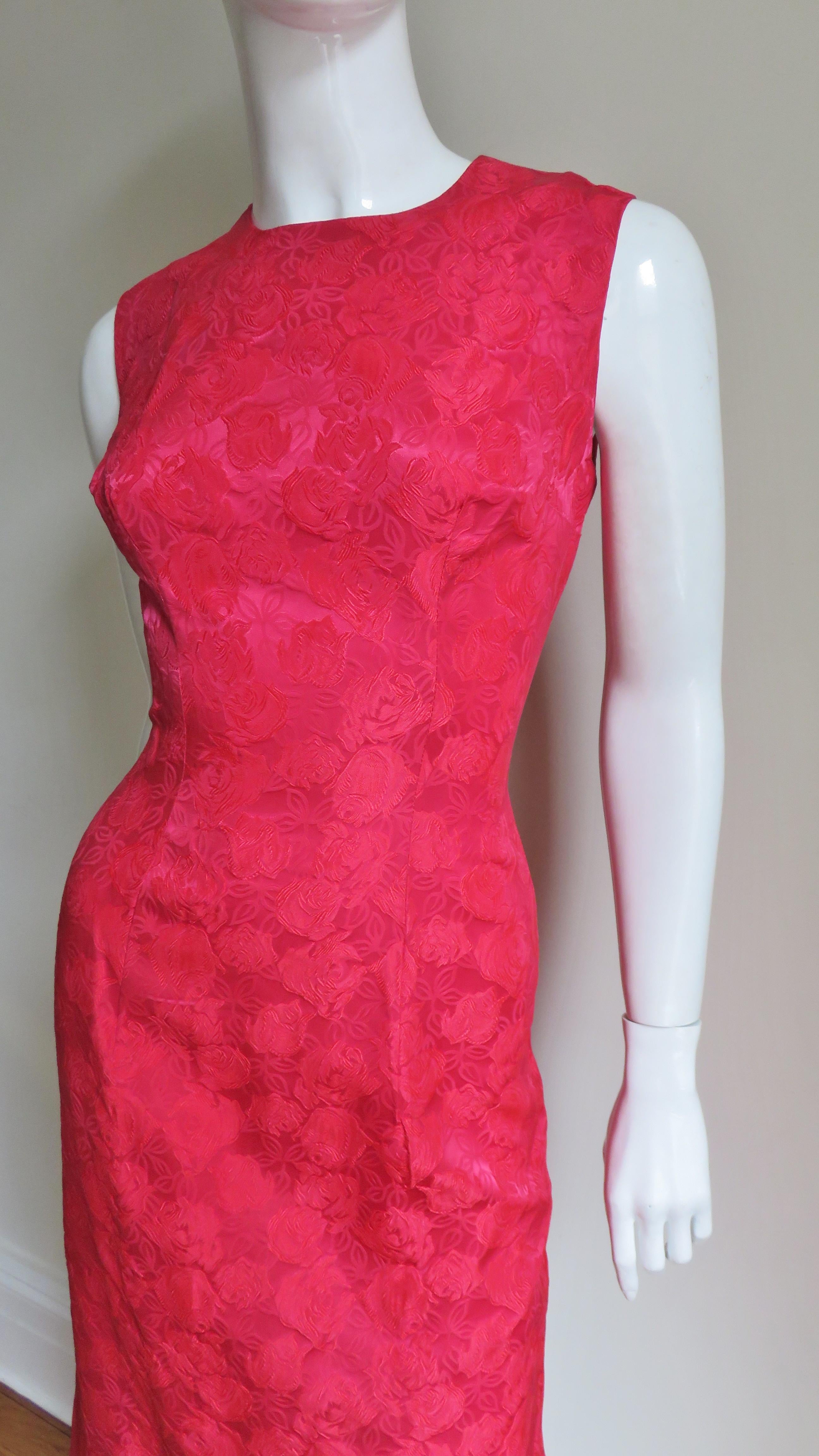 Suzy Perette New Damask Dress and Overdress 1950s In Good Condition In Water Mill, NY