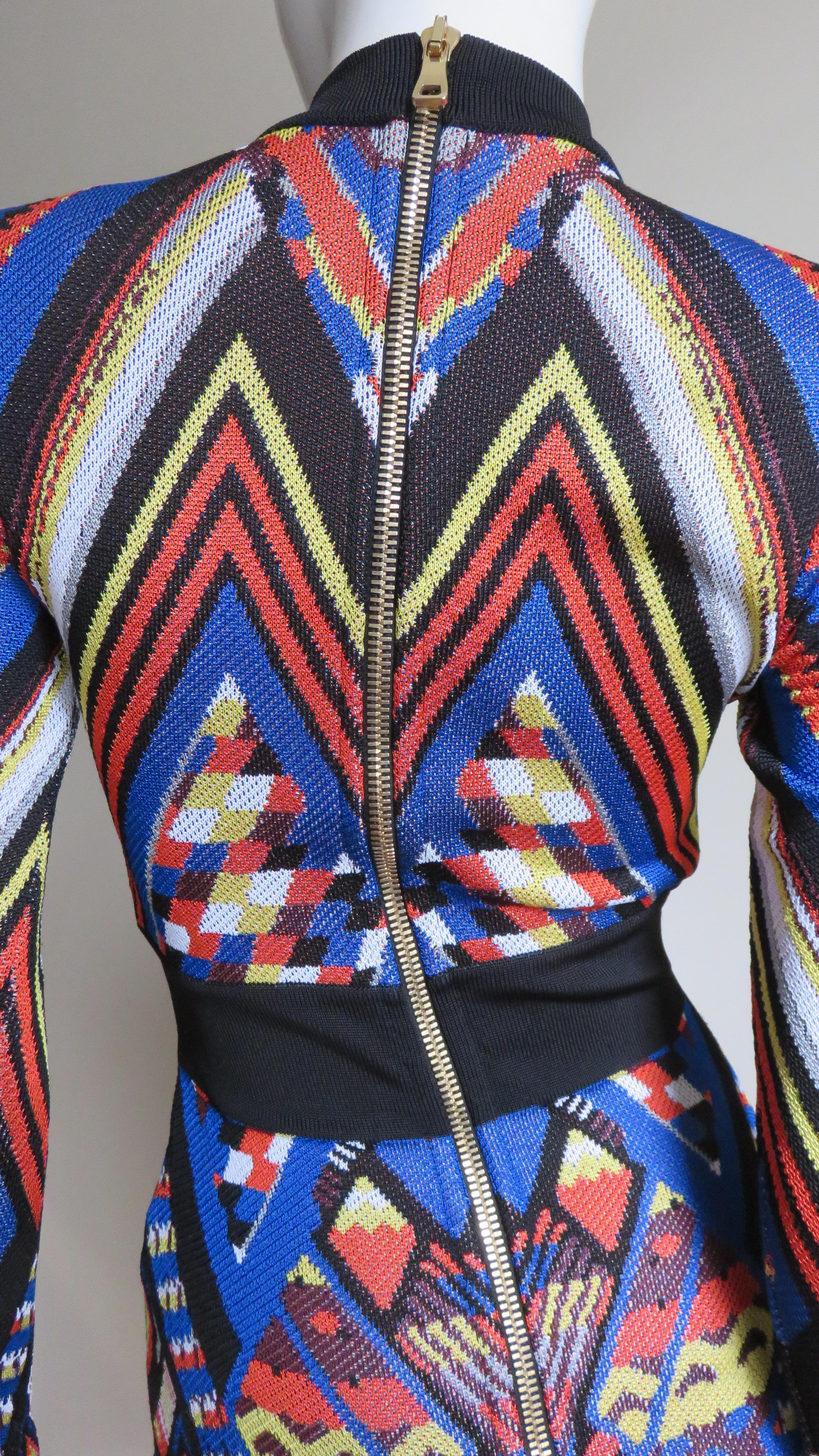 Pierre Balmain New Geometric Print Lace up Dress For Sale 6