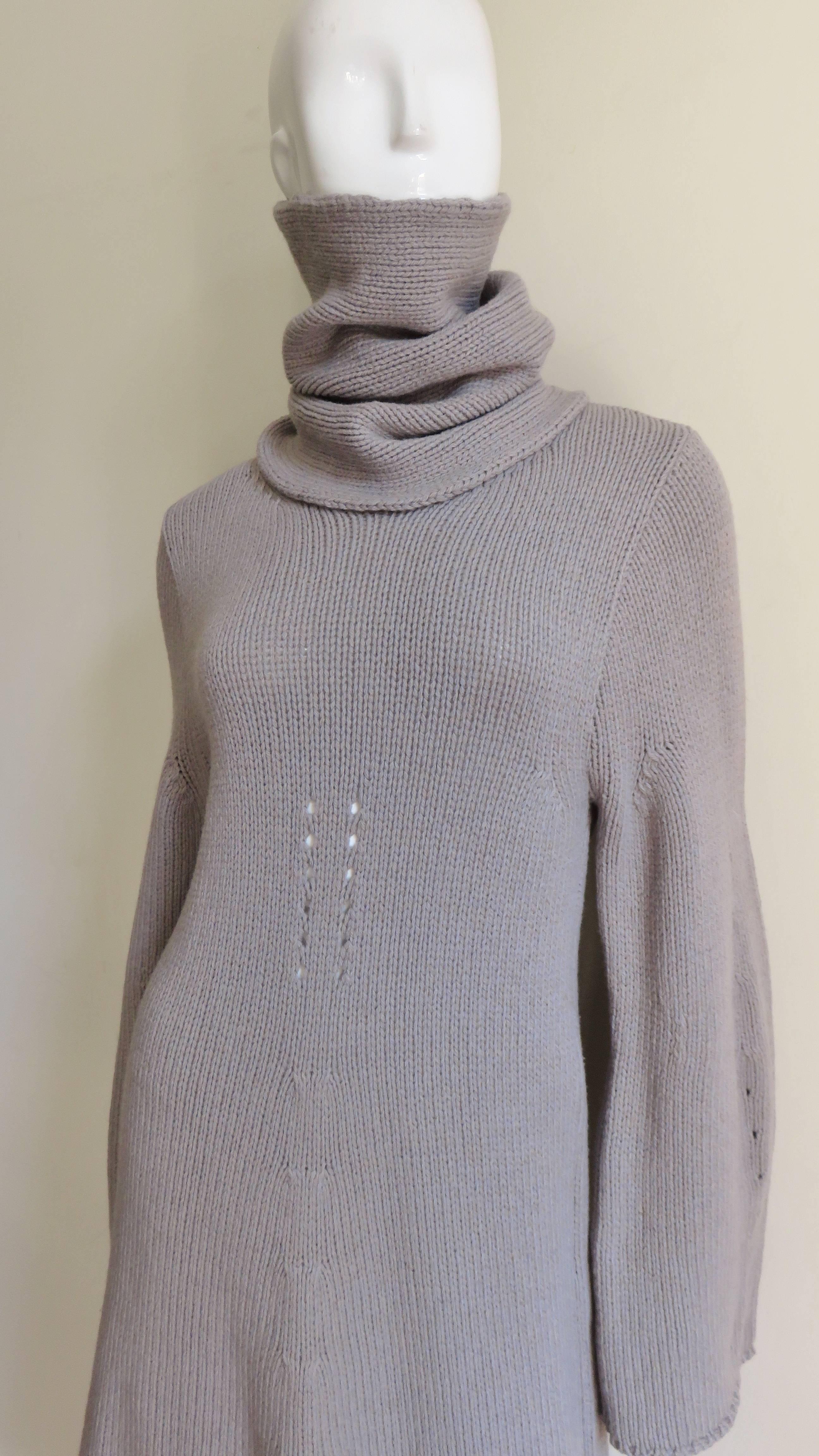 Gray Ann Demeulemeester New Oversize Sweater and Neck Tube  For Sale