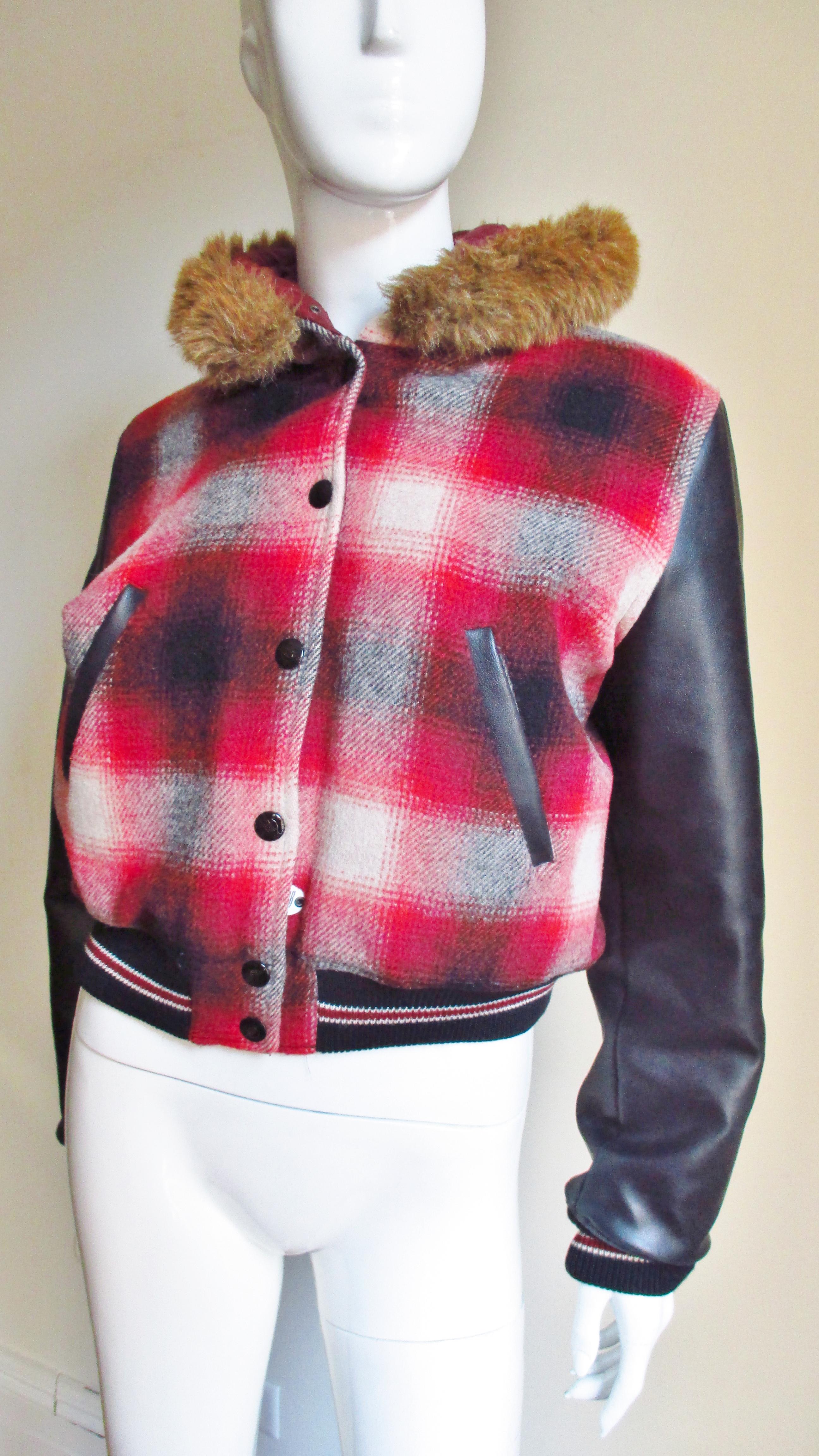 1980s Junior Gaultier Plaid Jacket with Hood 1