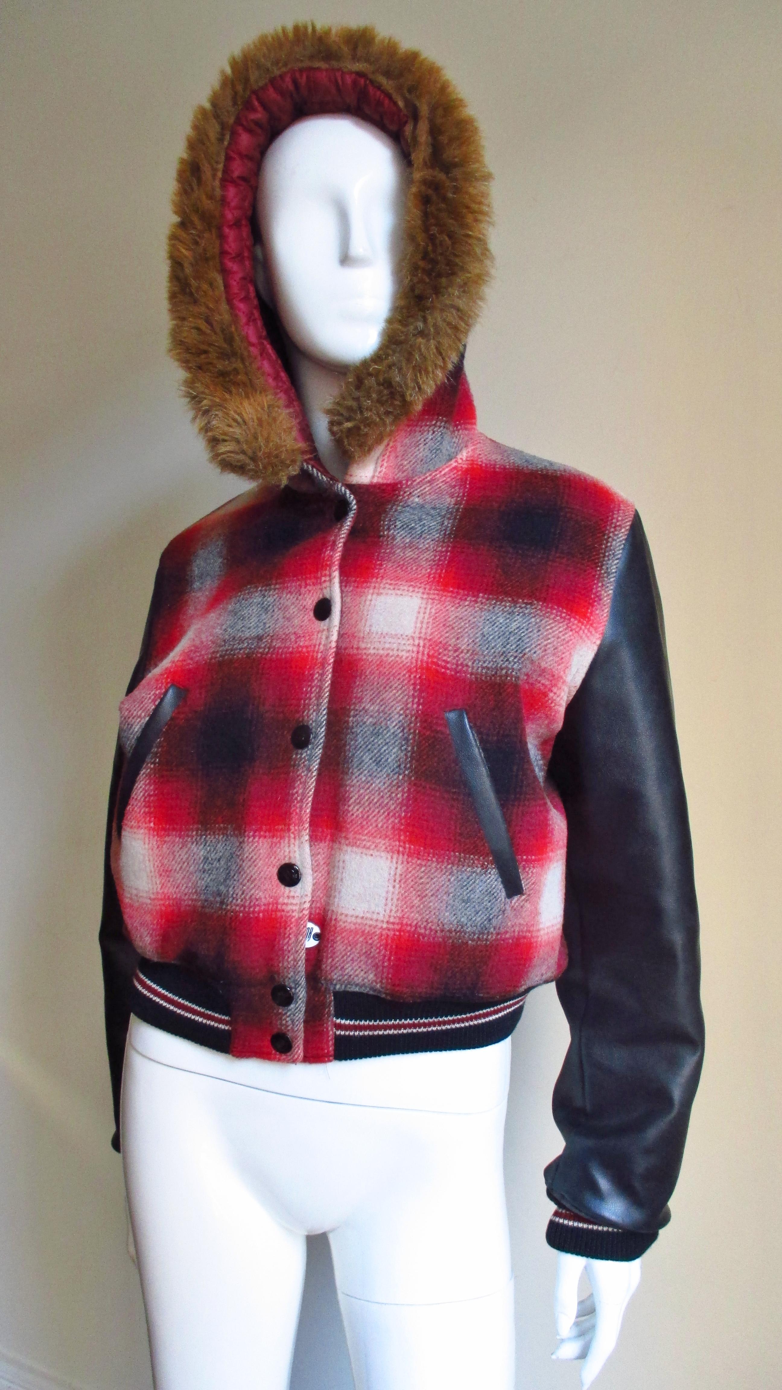 1980s Junior Gaultier Plaid Jacket with Hood 3