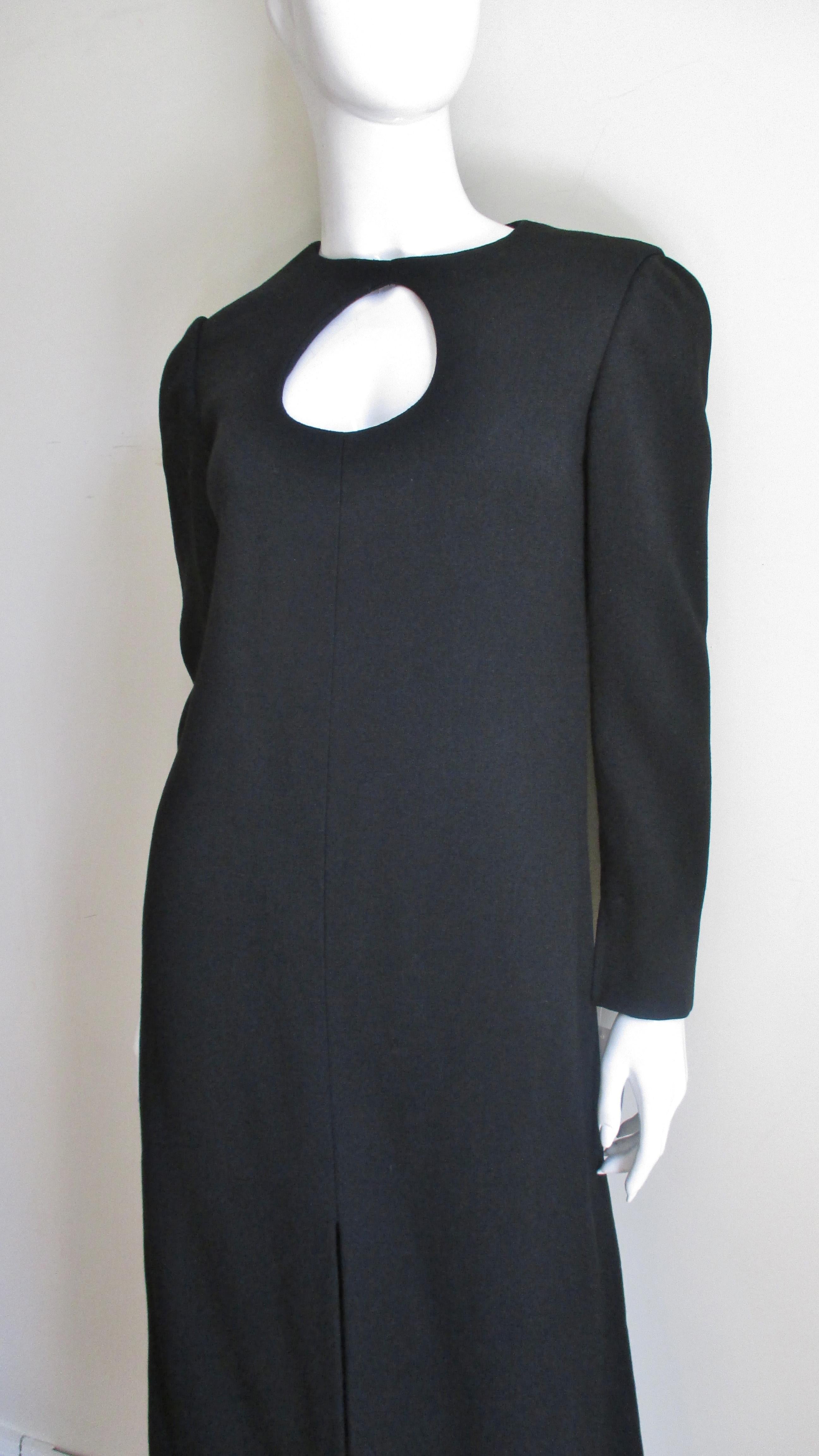 Black Pierre Cardin 1970s Cut out Dress