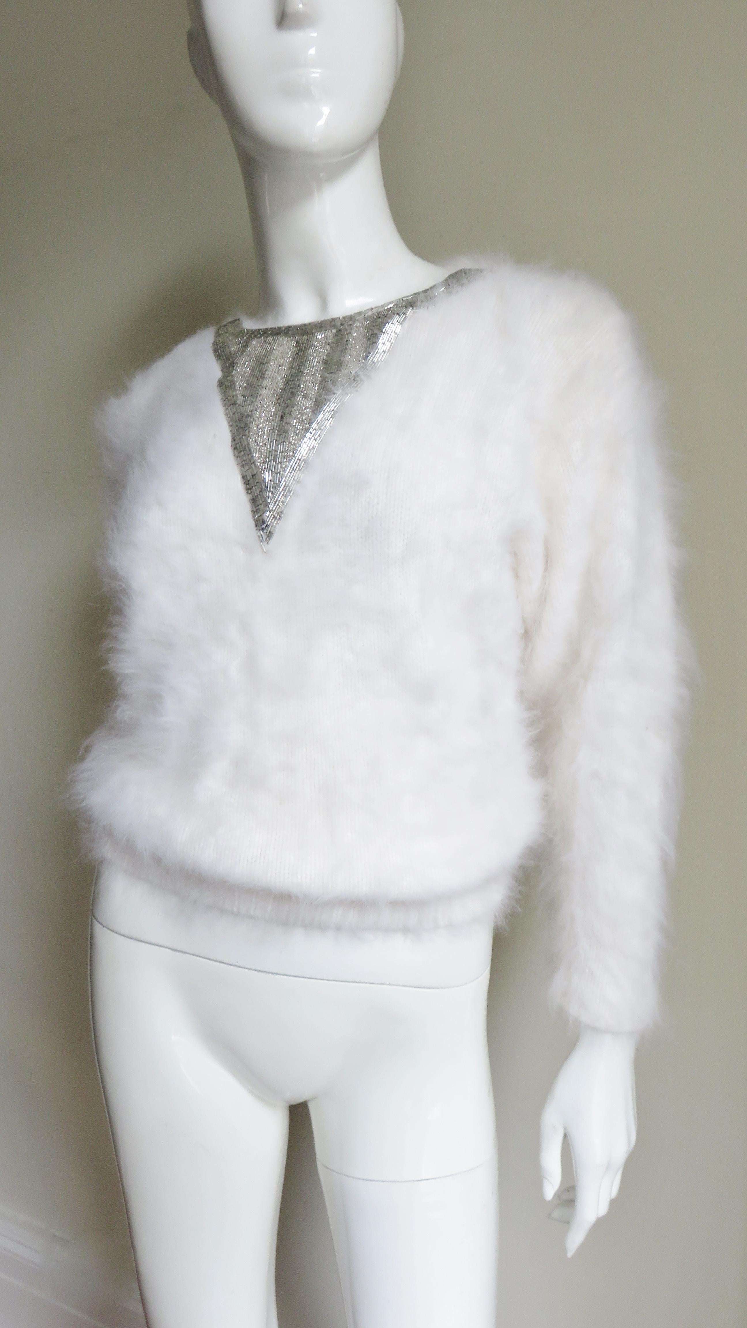 Gray New Vintage 1980s J. Orr White Angora Sweater