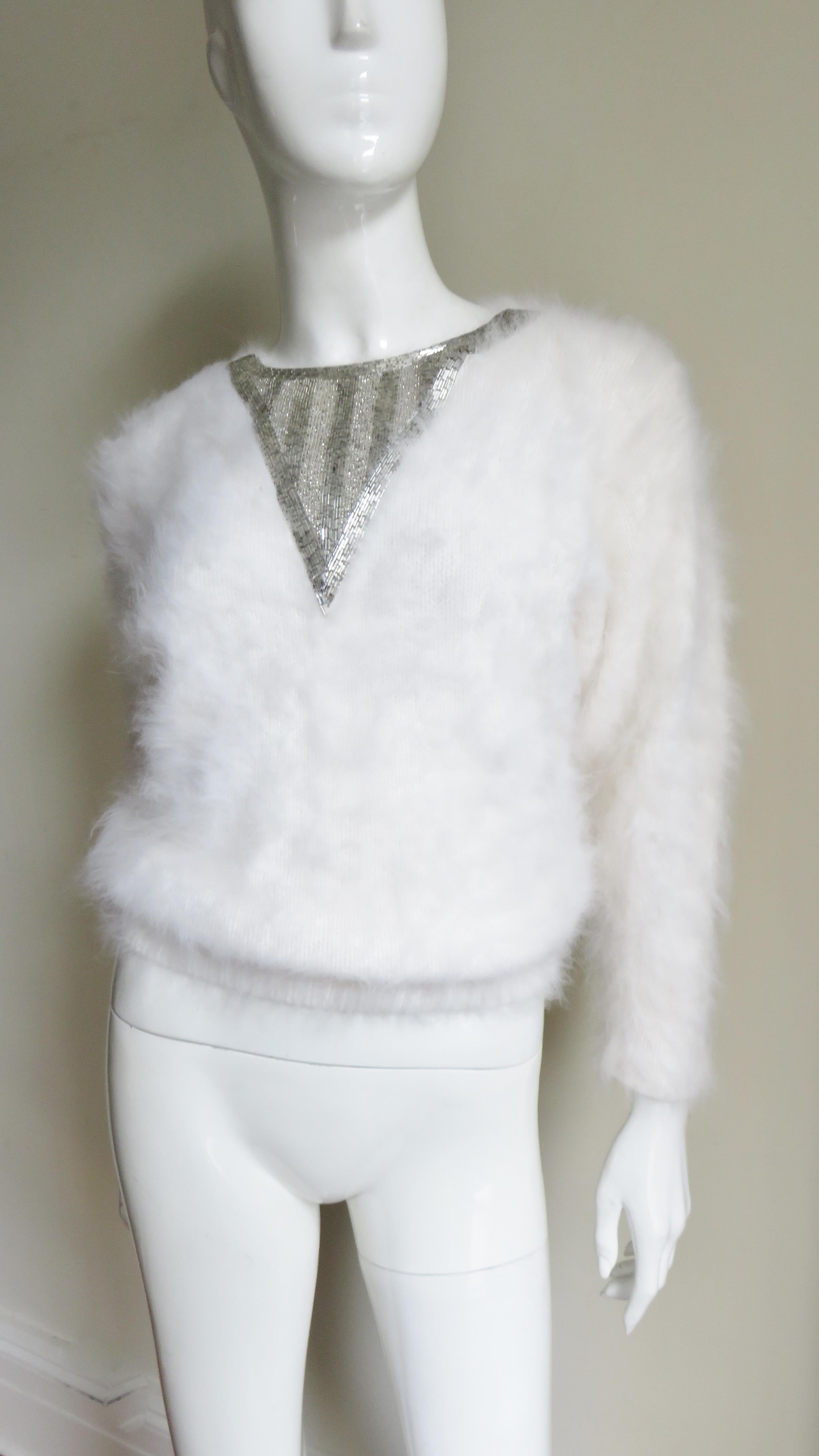 Women's New Vintage 1980s J. Orr White Angora Sweater