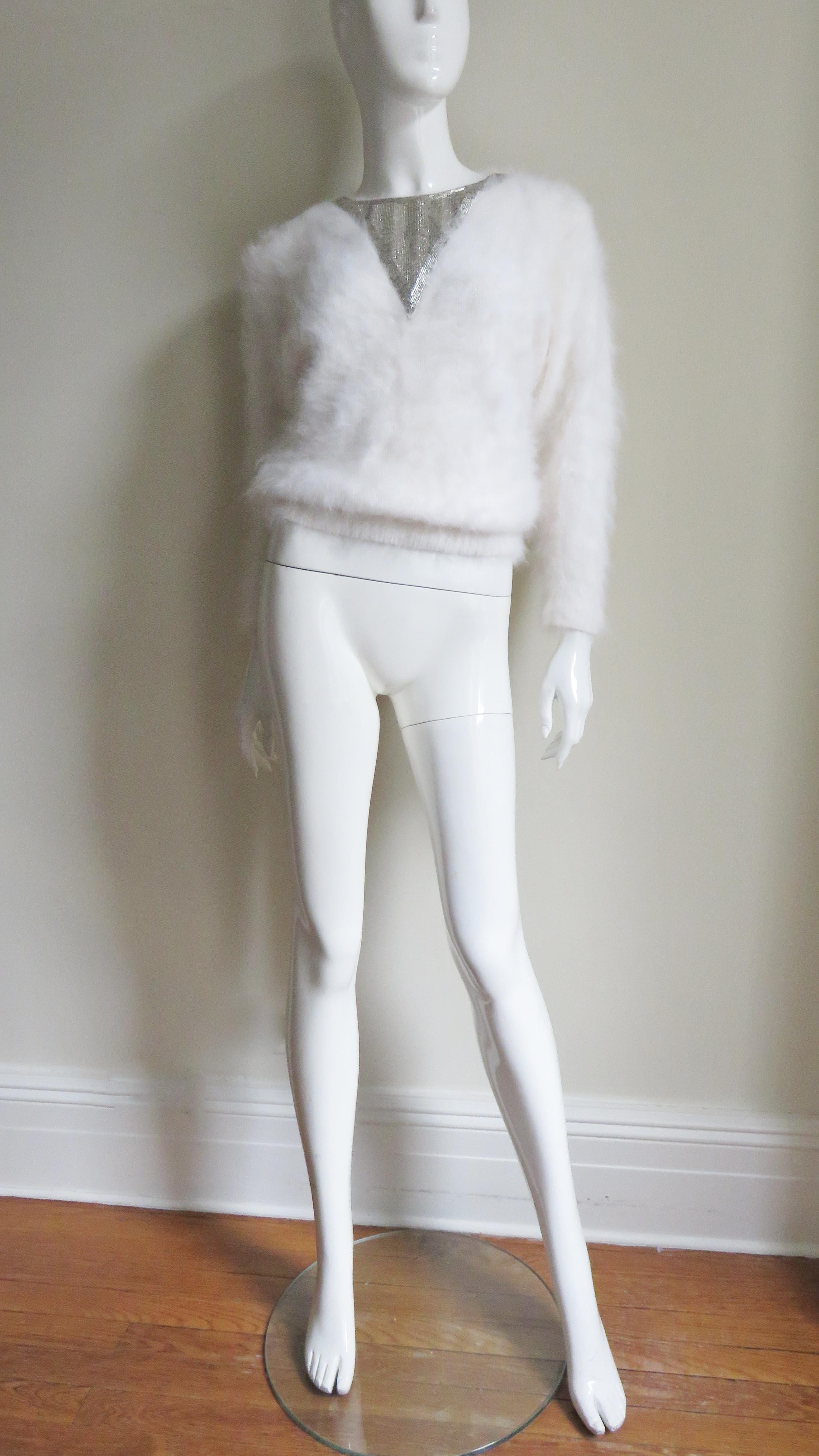 New Vintage 1980s J. Orr White Angora Sweater 1