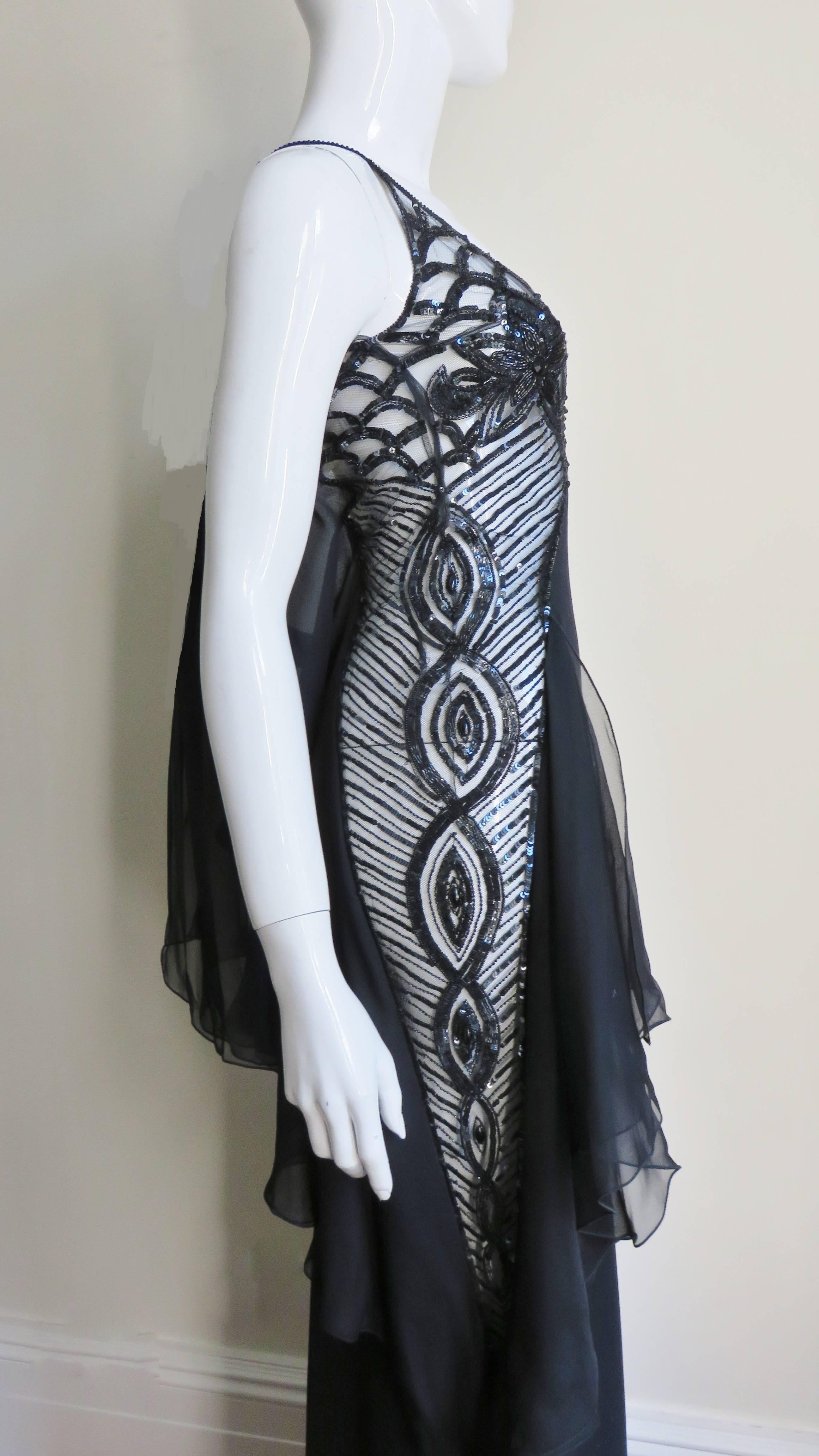 Valentino Sheer Side Silk Slip Gown SS 2000 In Good Condition In Water Mill, NY