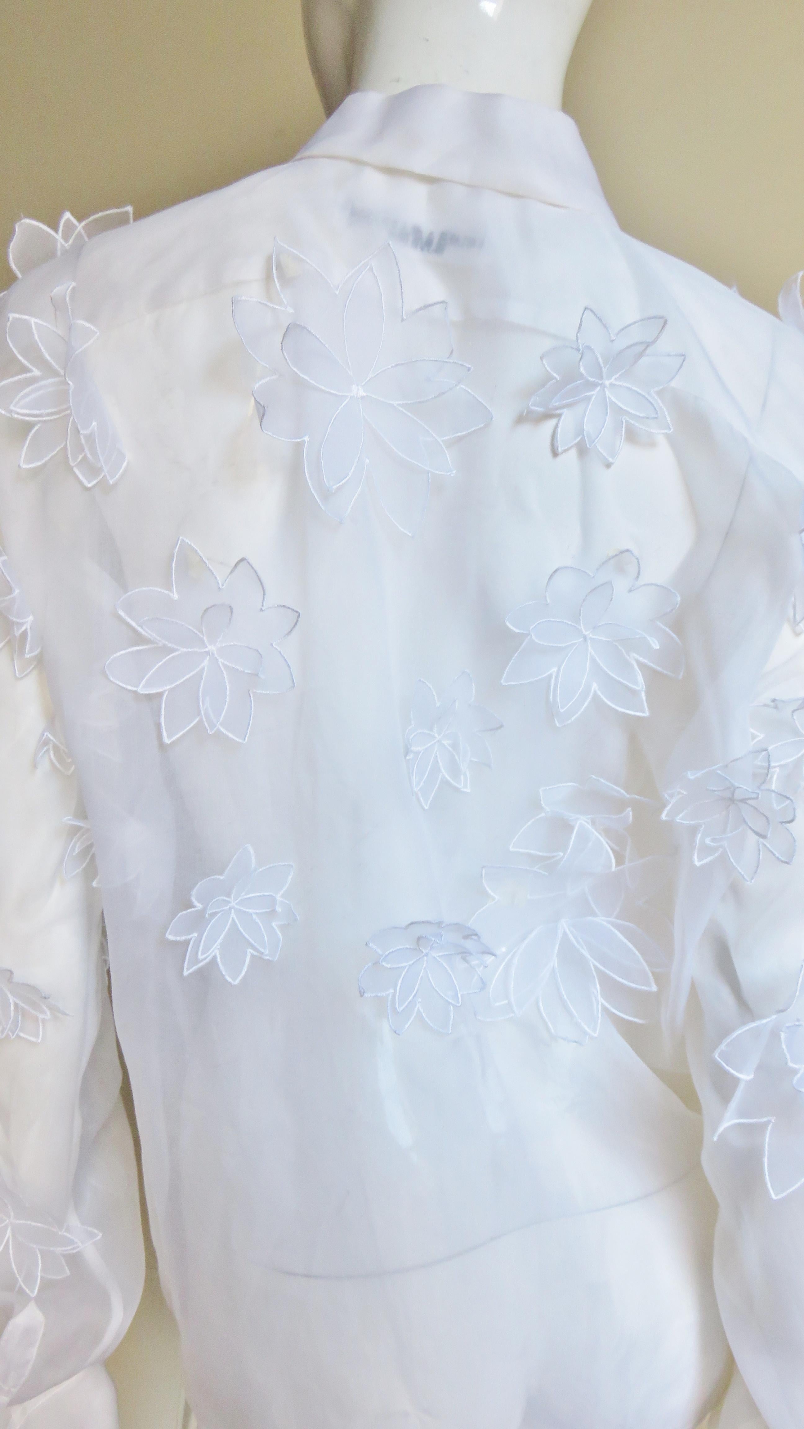 Dolce & Gabbana Flower Applique Silk Shirt 1990s For Sale 5