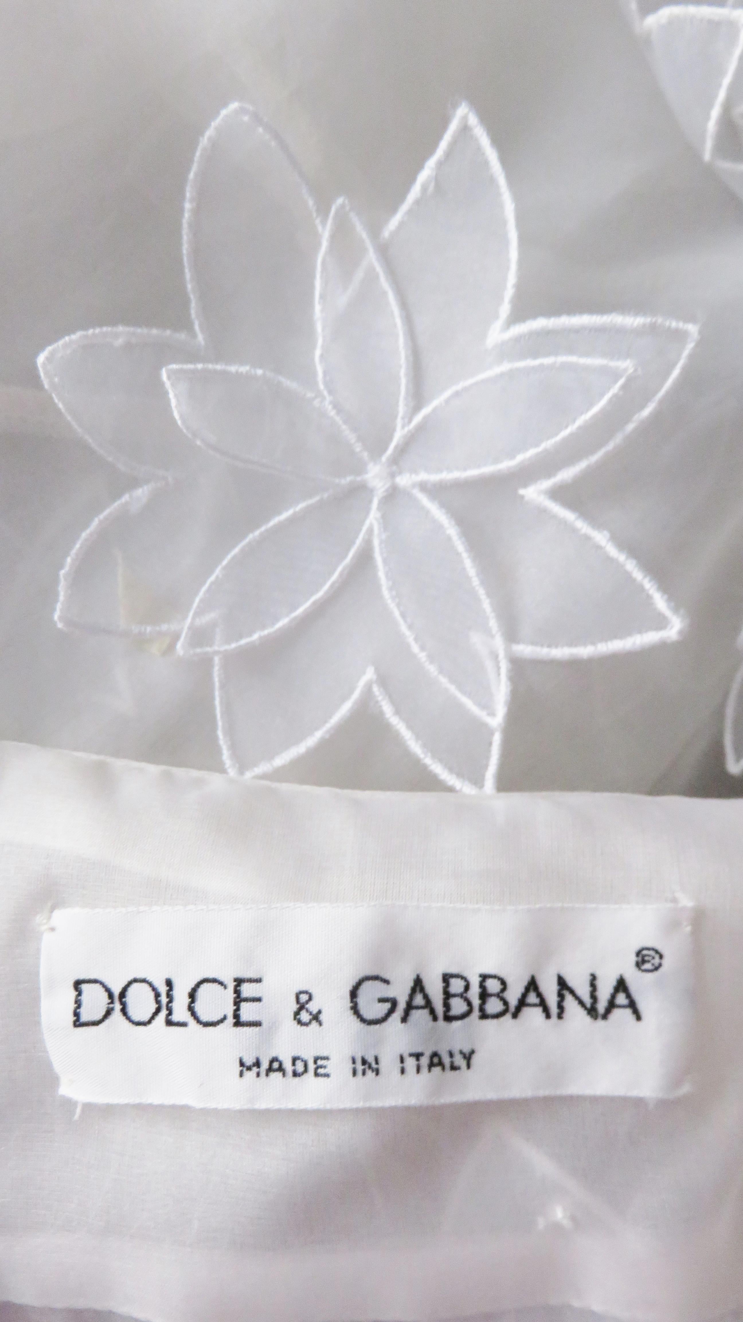 Dolce & Gabbana Flower Applique Silk Shirt 1990s For Sale 8