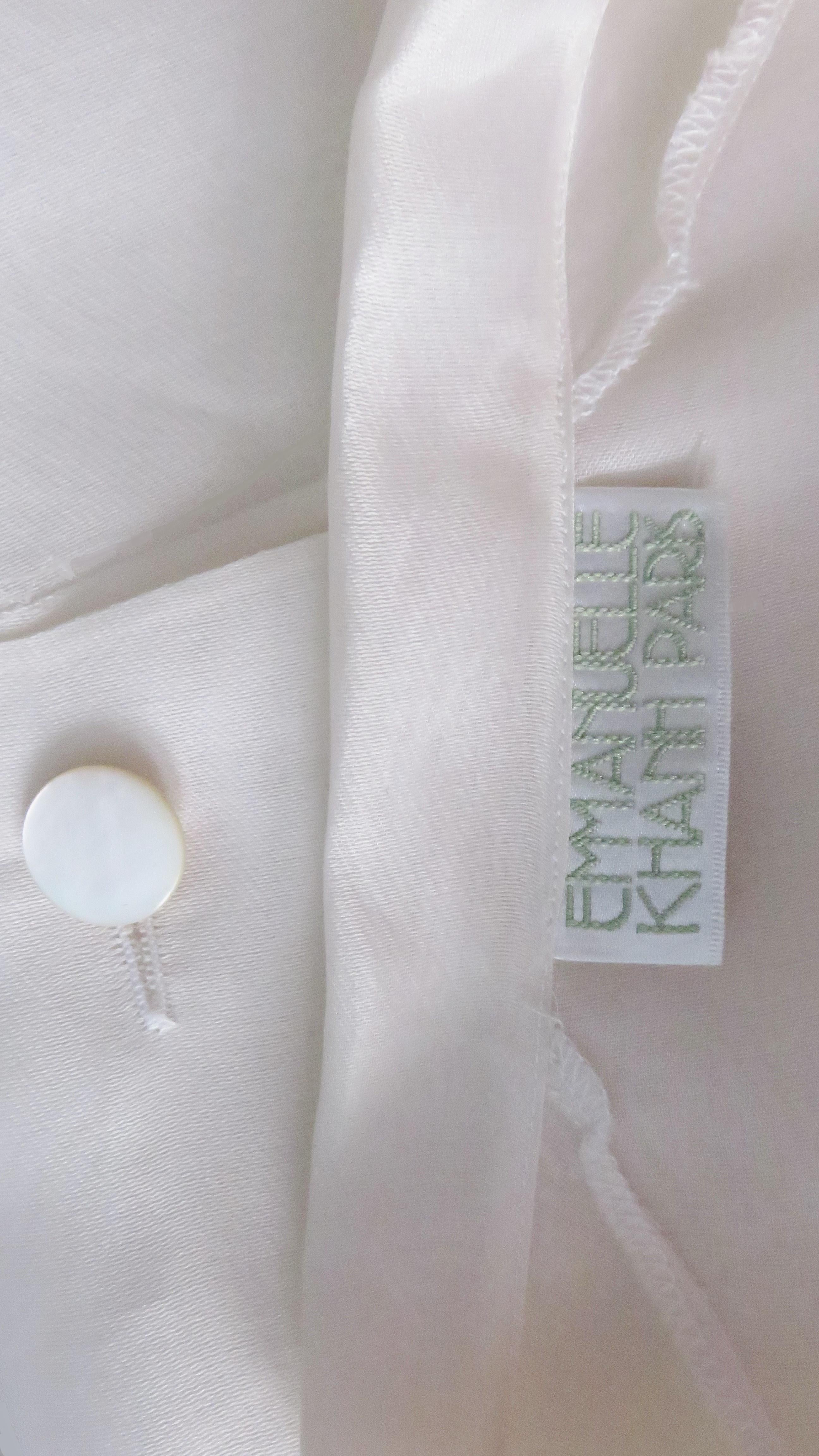  Emmanuelle Khanh White Silk Blouse Shirt 1980s For Sale 5