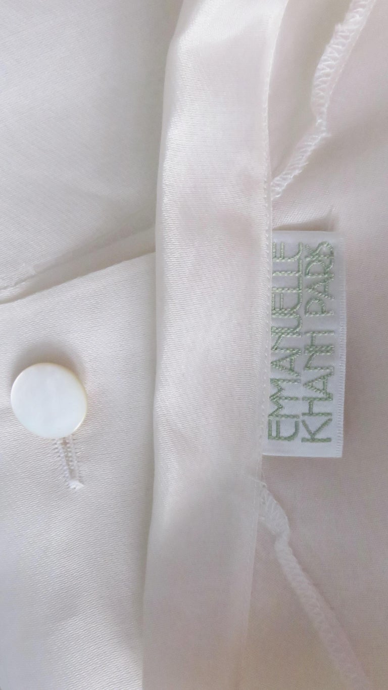 Emmanuelle Khanh White Silk Blouse Shirt For Sale at 1stDibs