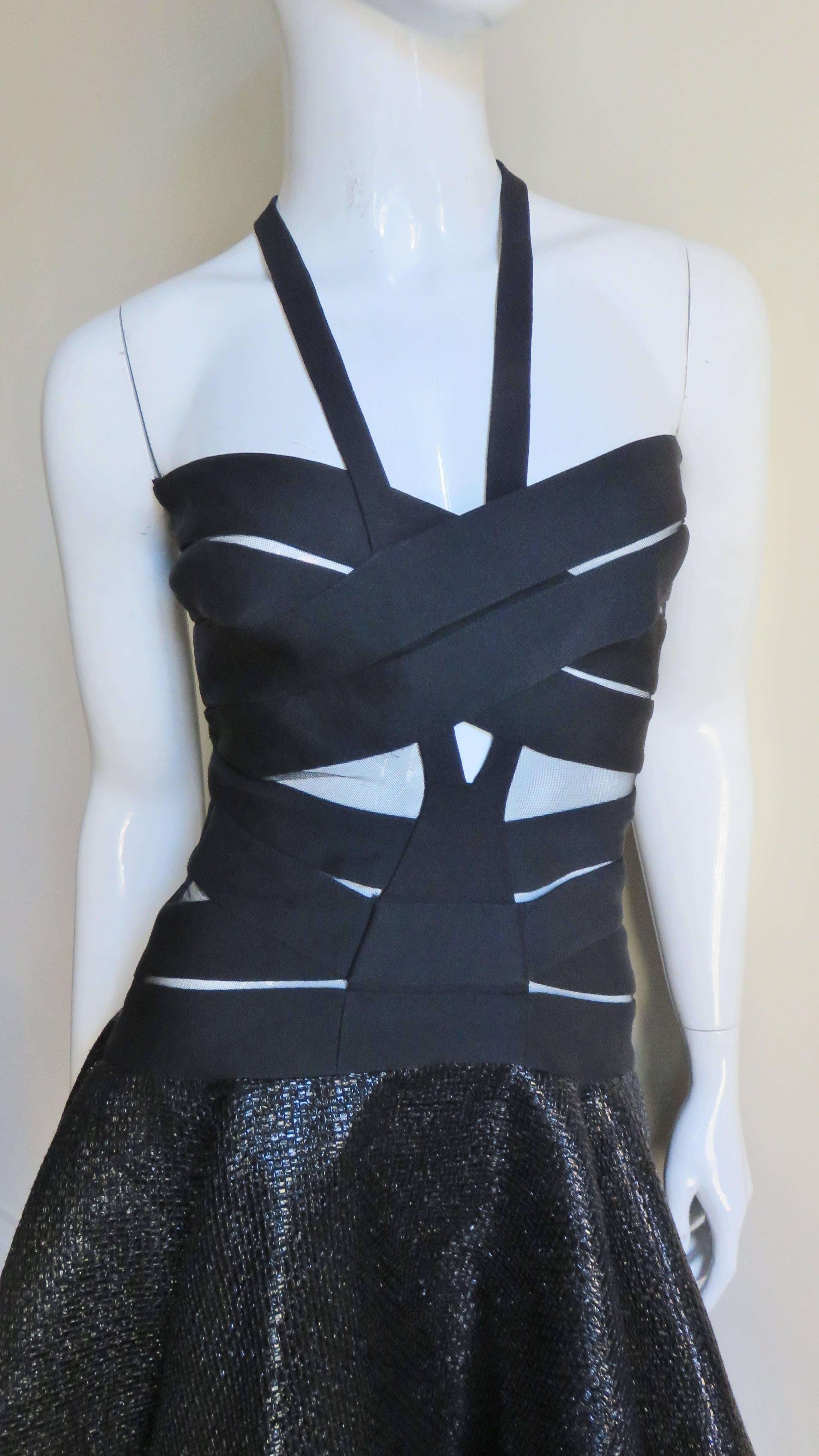 Versace Cutout Runway Bandage Dress with Full Skirt In Good Condition In Water Mill, NY