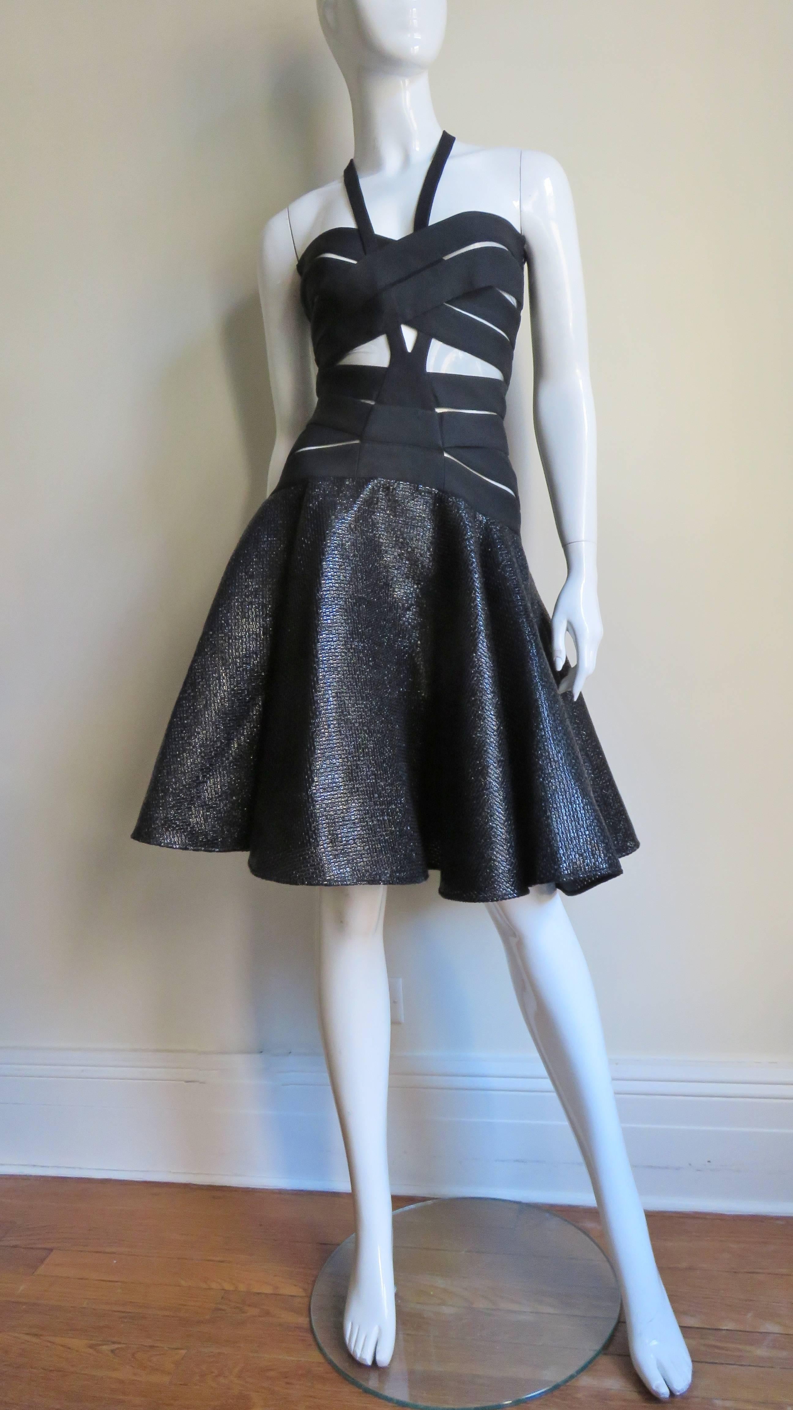Versace Cutout Runway Bandage Dress with Full Skirt 5