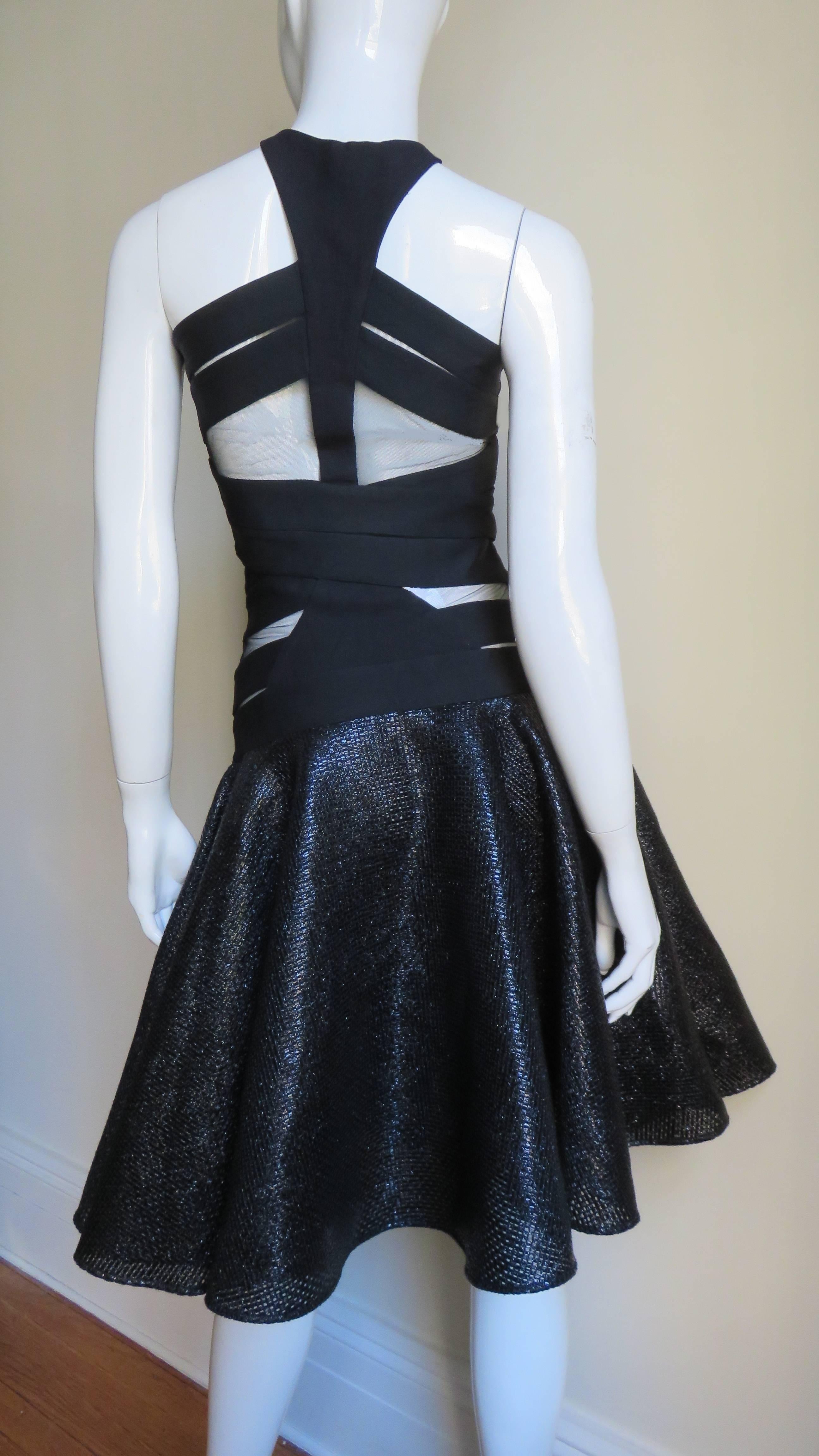 Versace Cutout Runway Bandage Dress with Full Skirt 7