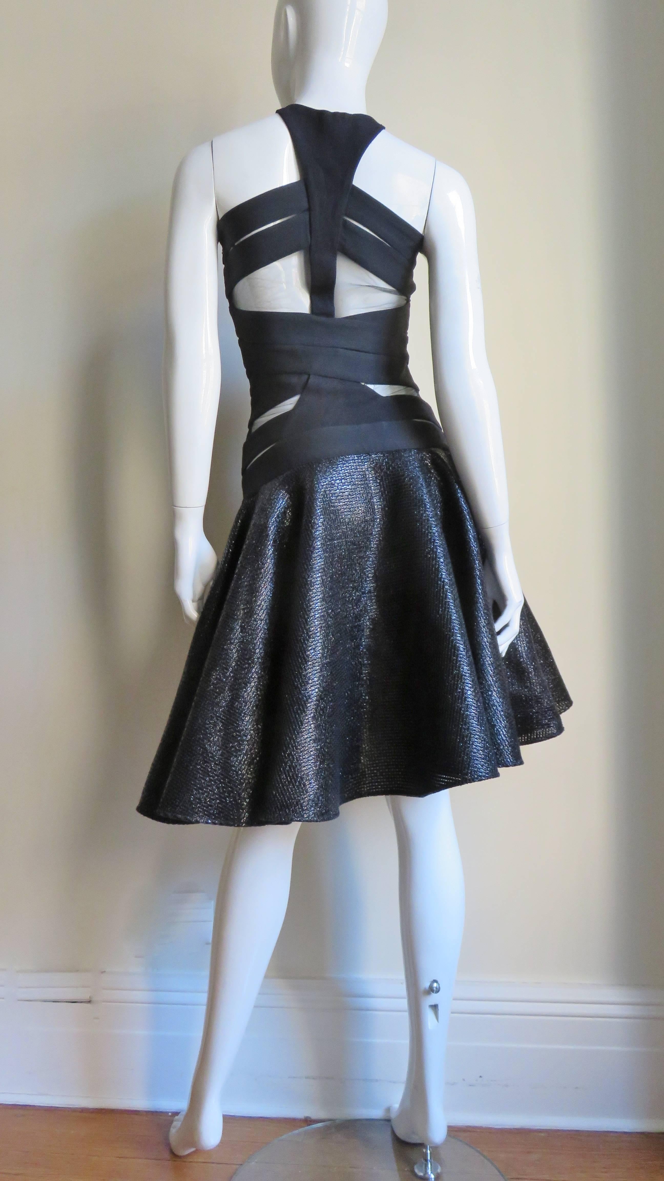 Versace Cutout Runway Bandage Dress with Full Skirt 10