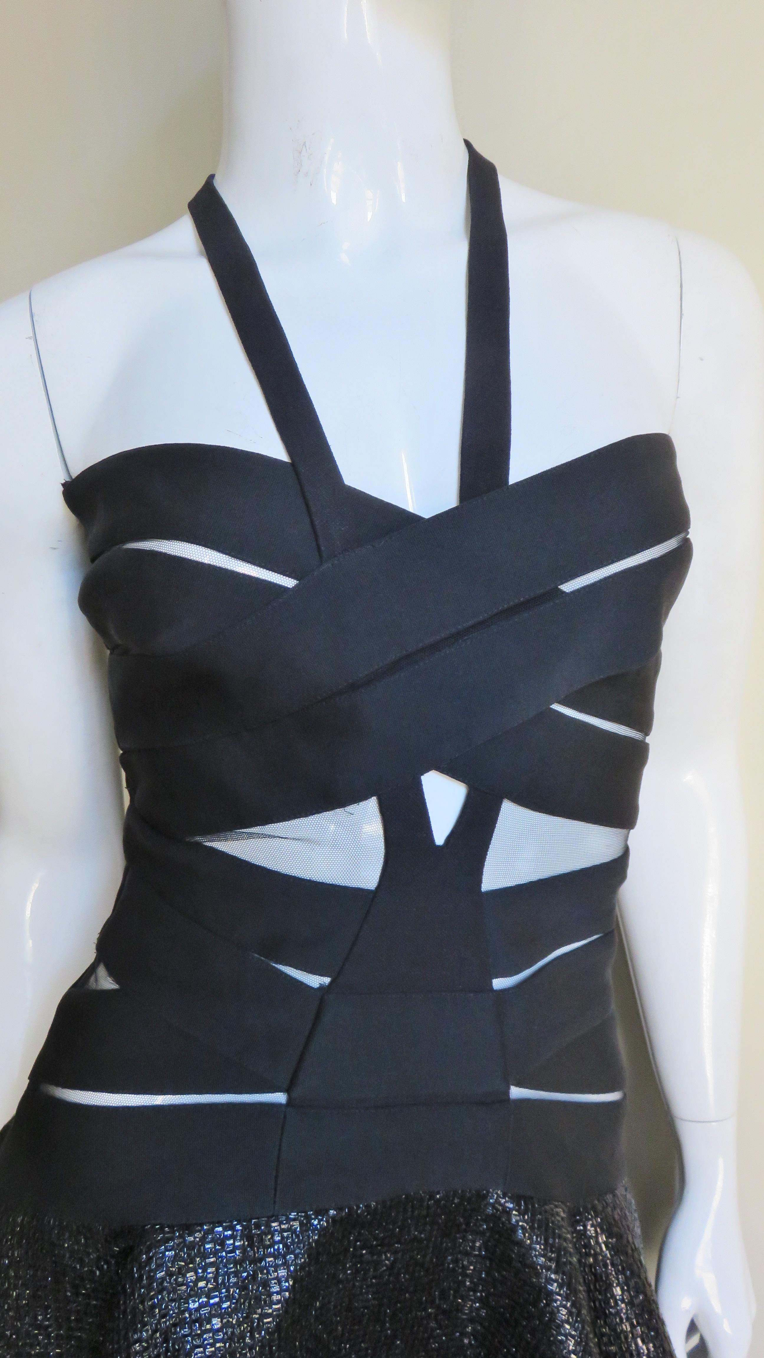 Women's Versace Cutout Runway Bandage Dress with Full Skirt