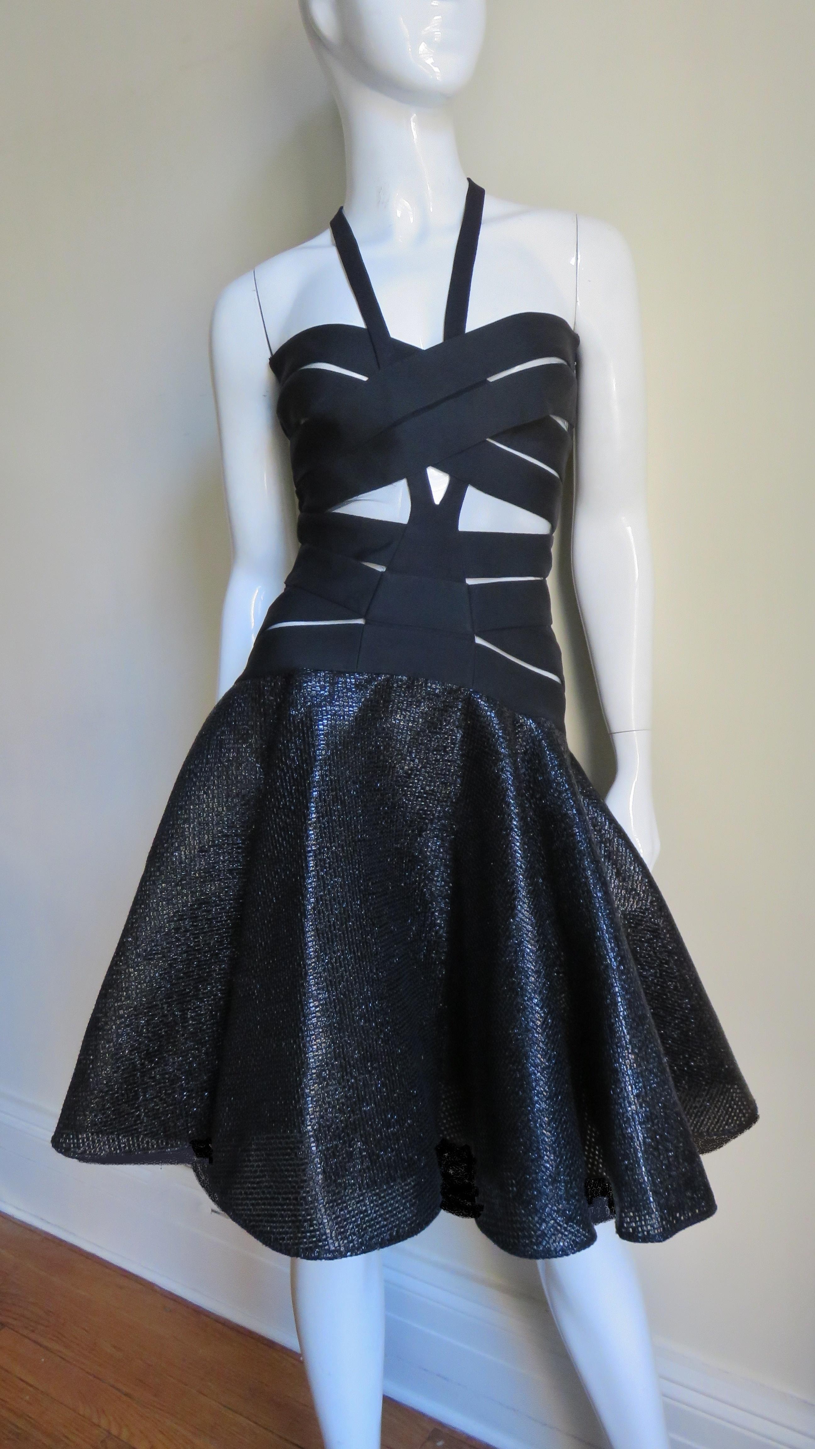 Versace Cutout Runway Bandage Dress with Full Skirt 4