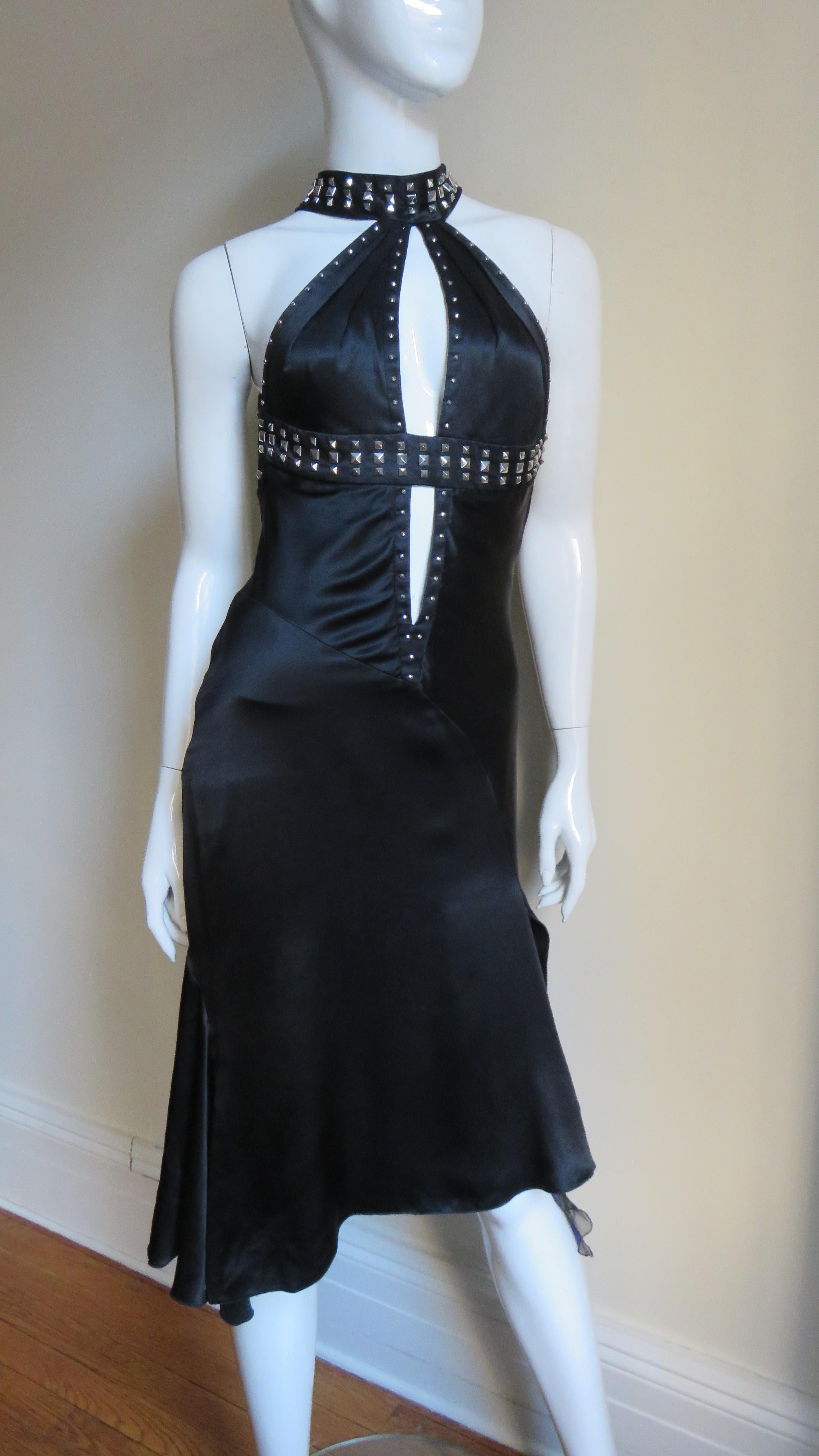   Versace Silk Dress with Studs S/S 2004 For Sale 2