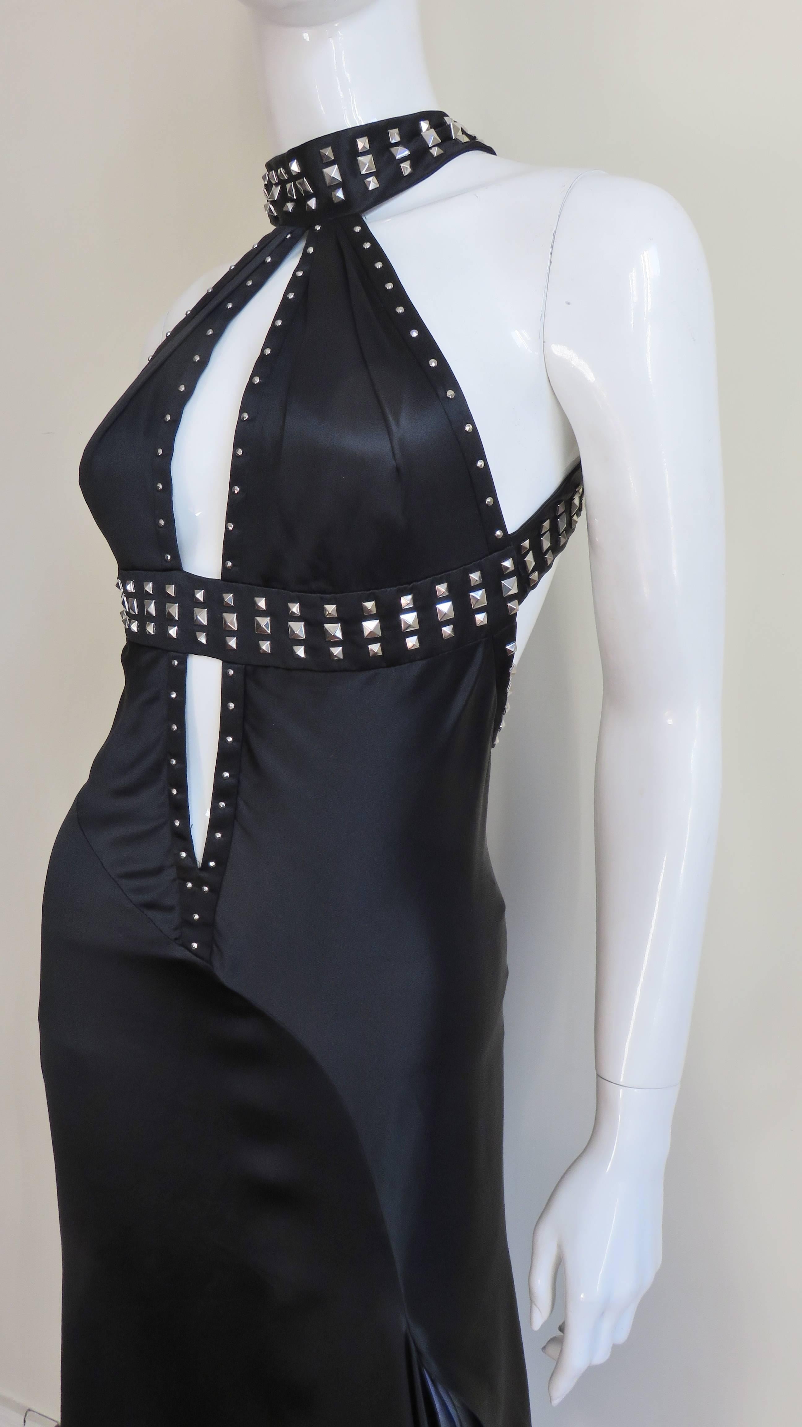 Women's   Versace Silk Dress with Studs S/S 2004 For Sale
